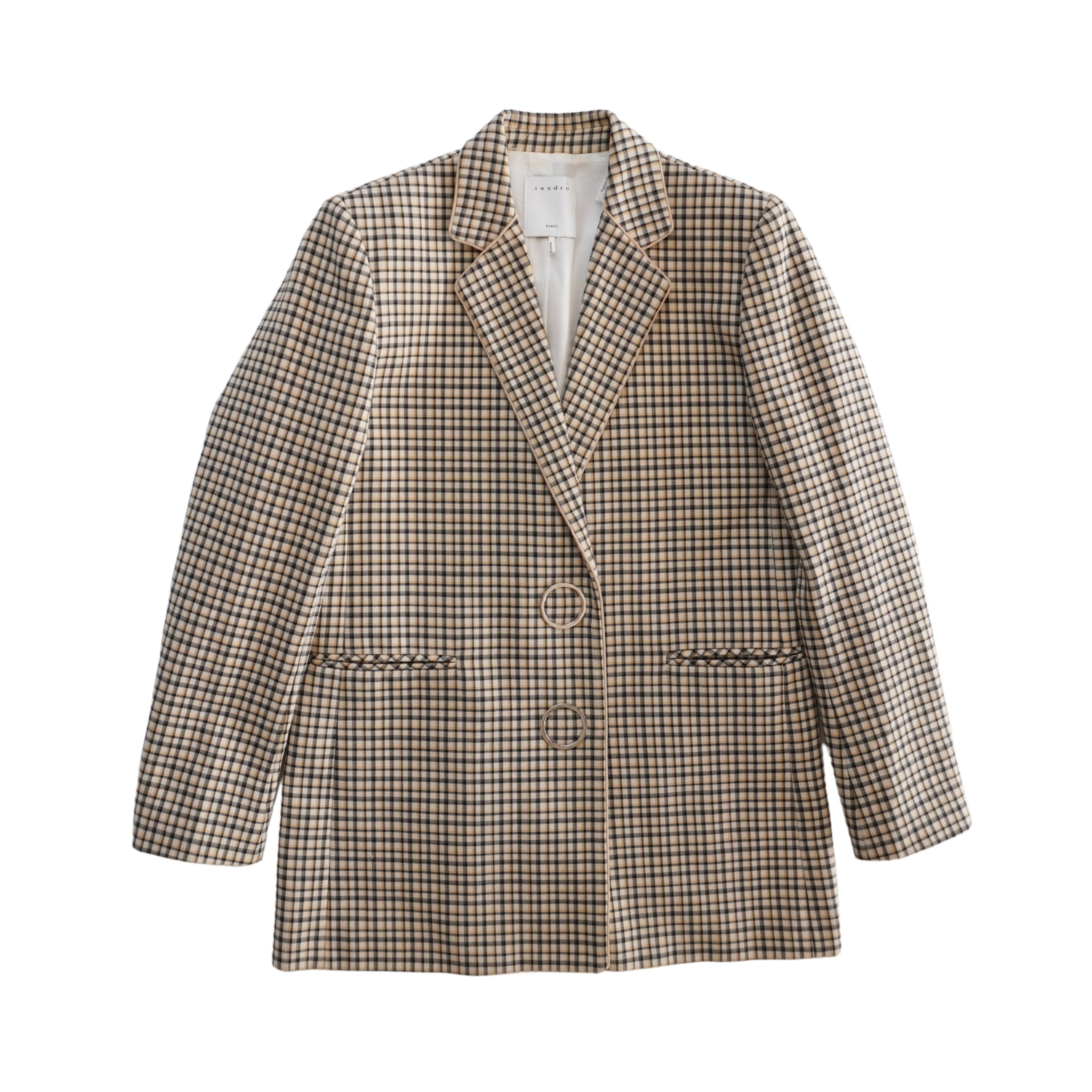 Sandro Plaid Blazer Jacket - Women's 36