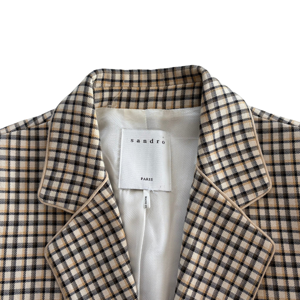 Sandro Plaid Blazer Jacket - Women's 36