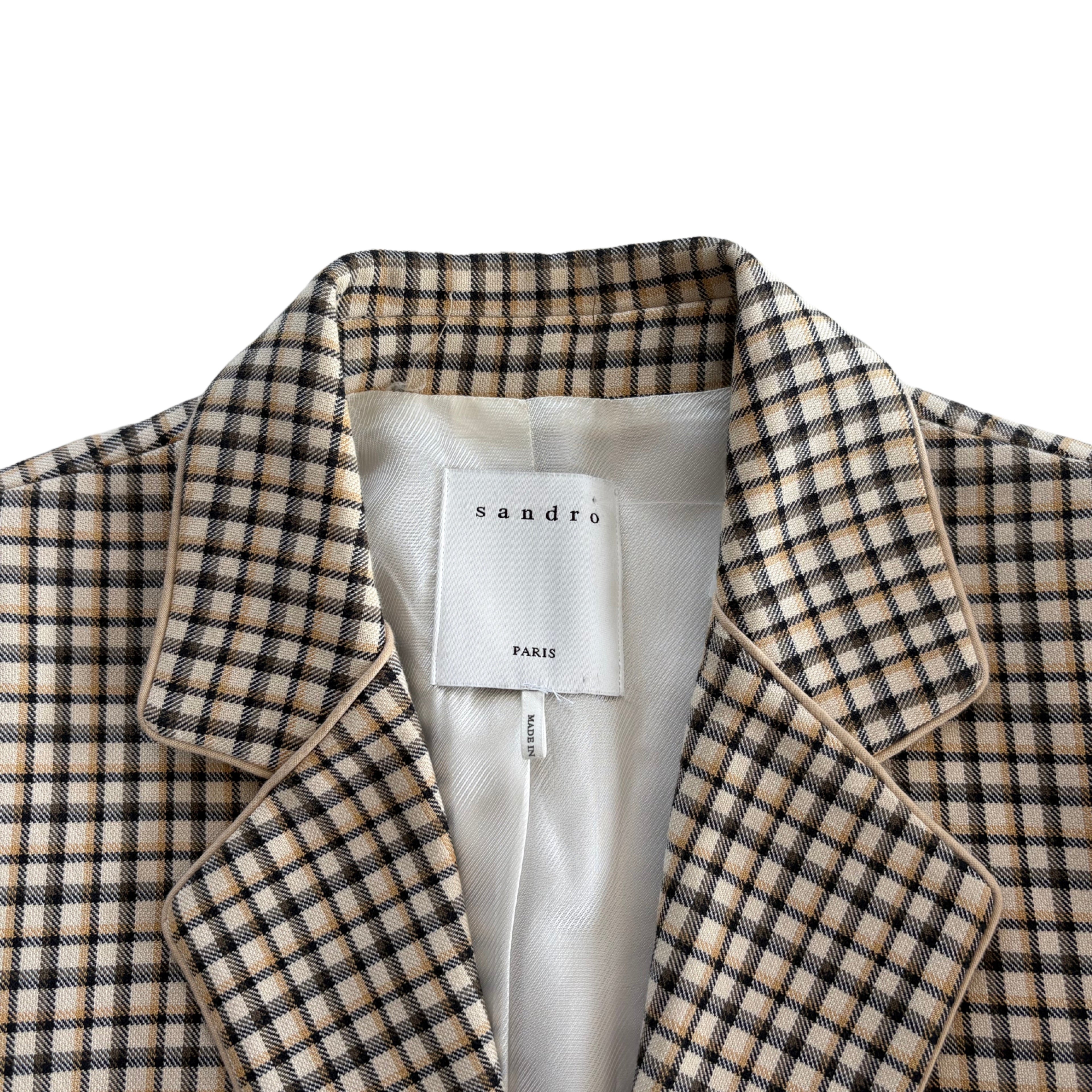 Sandro Plaid Blazer Jacket - Women's 36