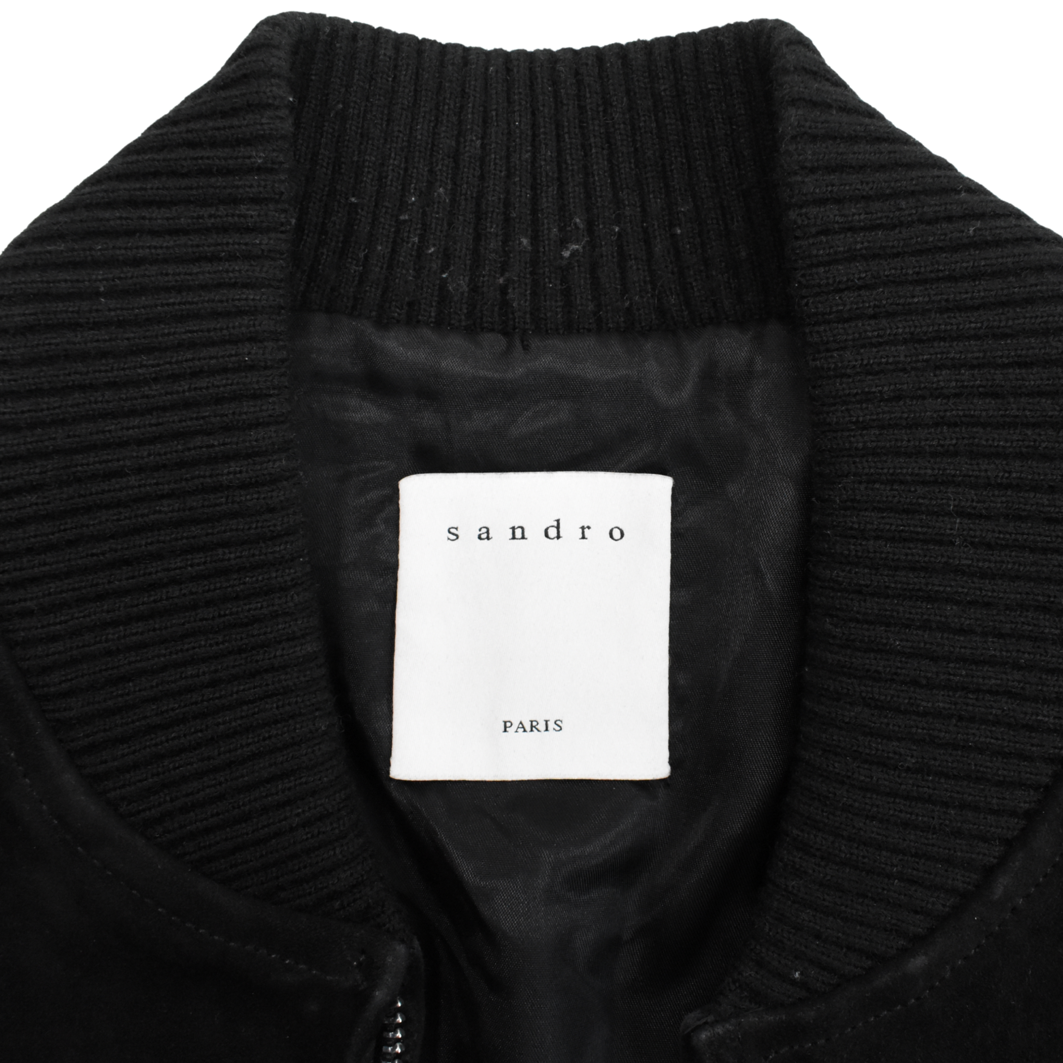 Sandro Black Suede Bomber Jacket - Men's M