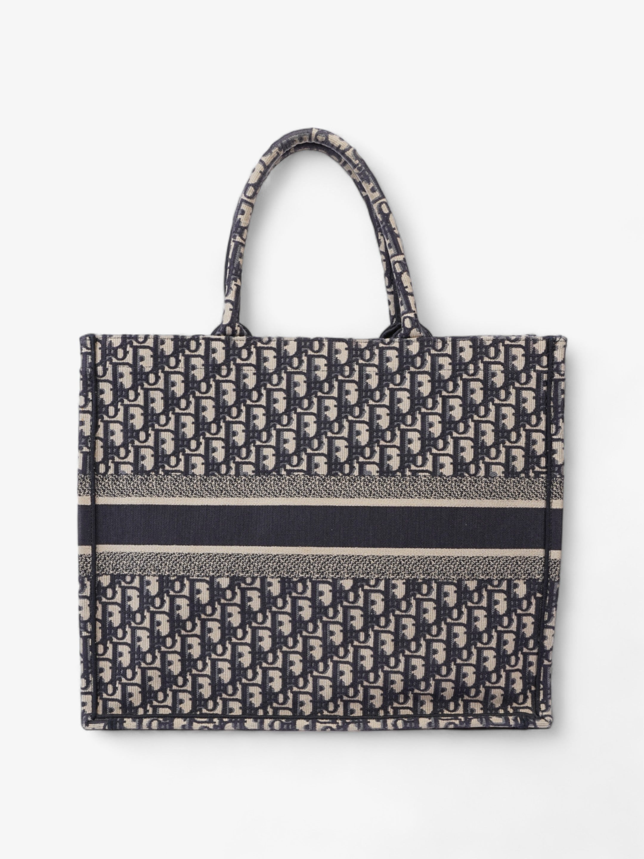 Christian Dior Book Tote Ecru / Blue Oblique Canvas Large