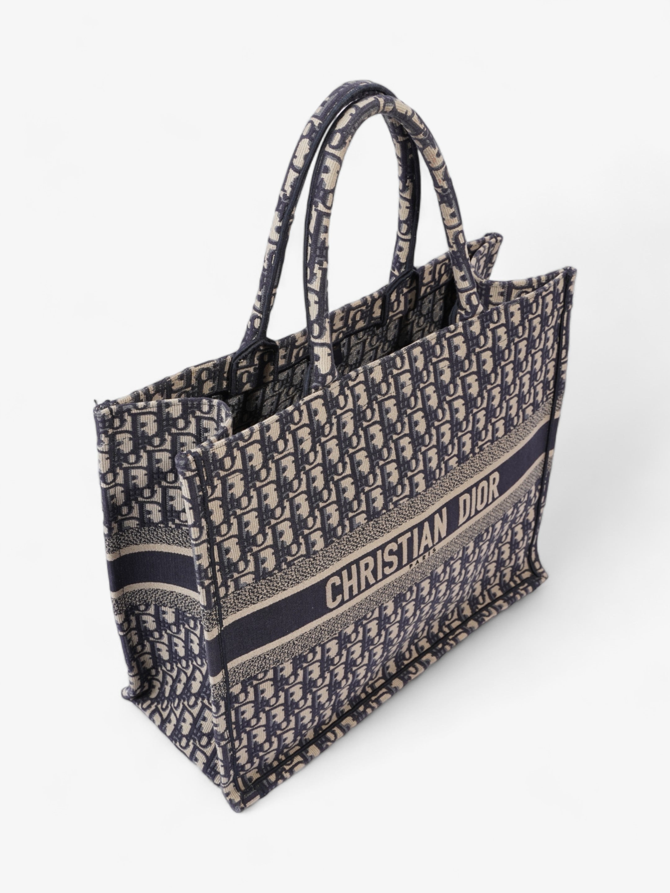 Christian Dior Book Tote Ecru / Blue Oblique Canvas Large