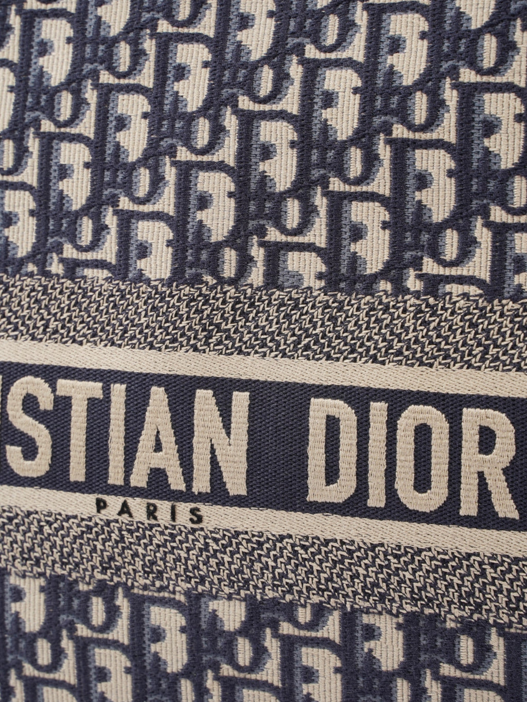 Christian Dior Book Tote Ecru / Blue Oblique Canvas Large