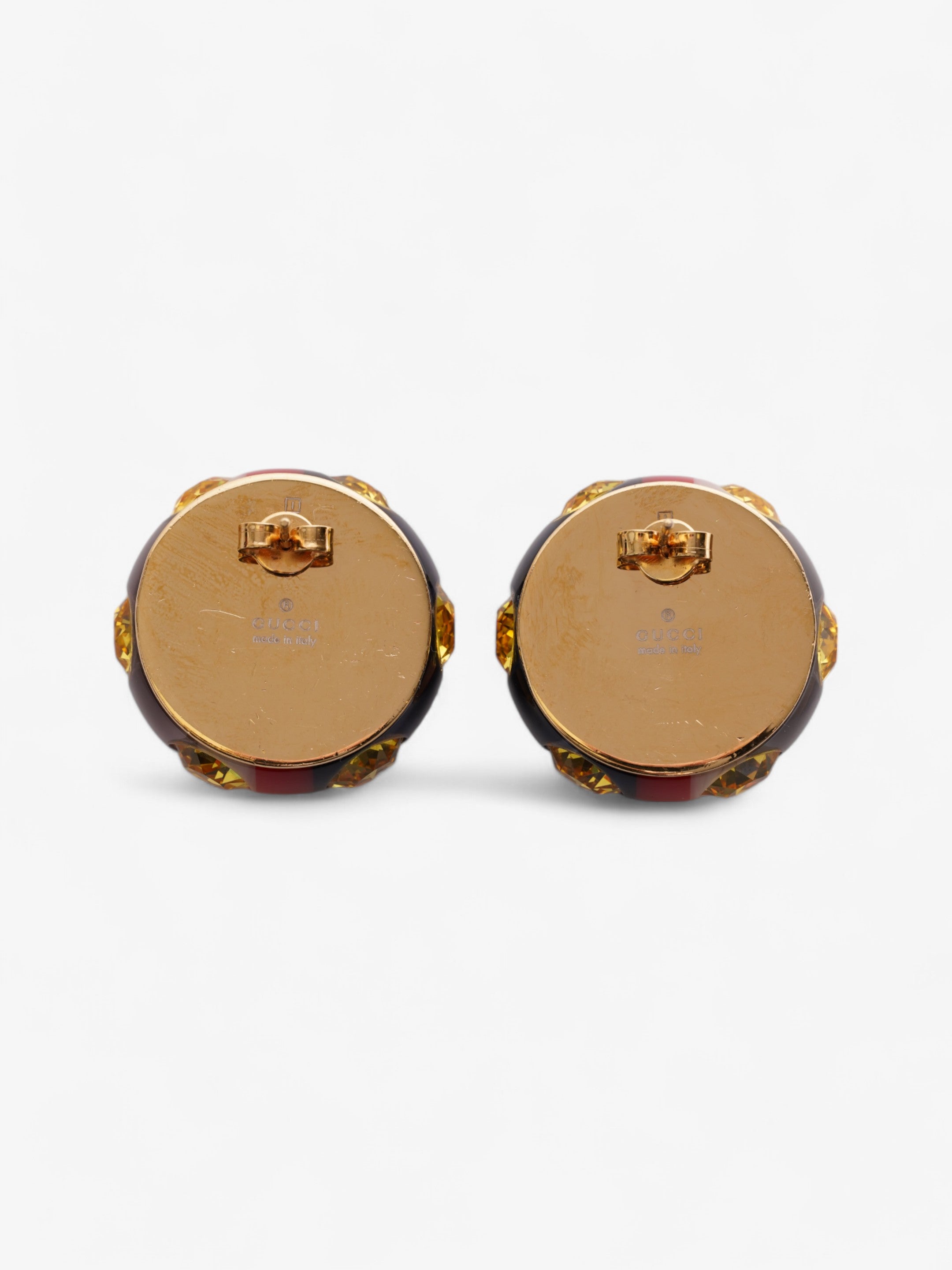 Gucci Web Stud Earrings Gold / Yellow / Blue Resin