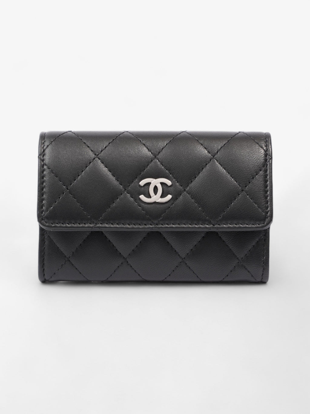 Chanel Interlocking CC Small Flap  Holder Black Lambskin Leather