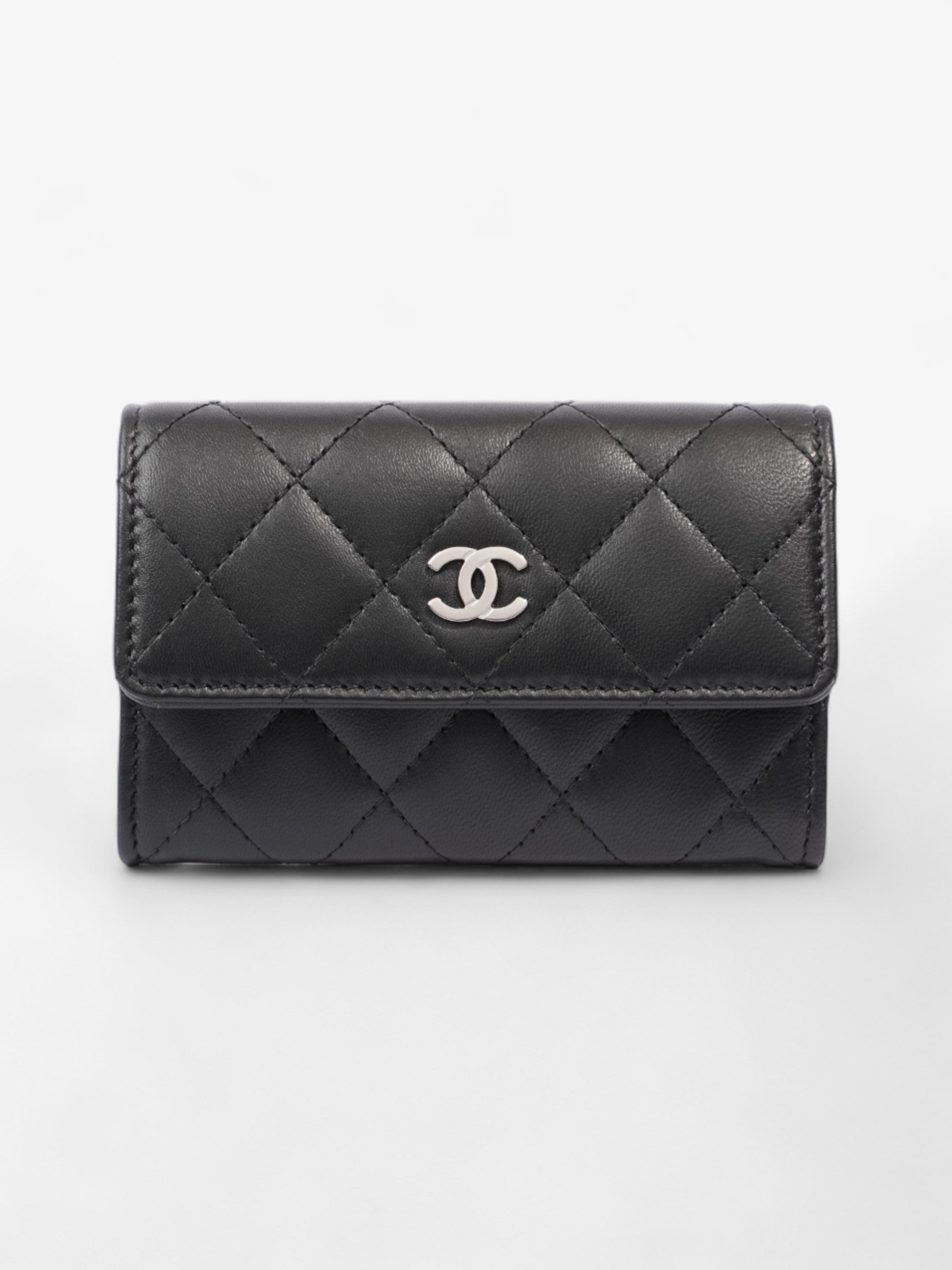 Chanel Interlocking CC Small Flap  Holder Black Lambskin Leather