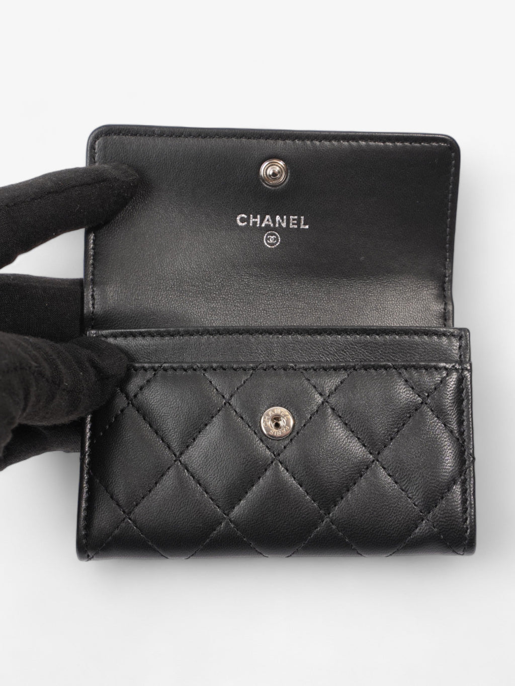 Chanel Interlocking CC Small Flap  Holder Black Lambskin Leather