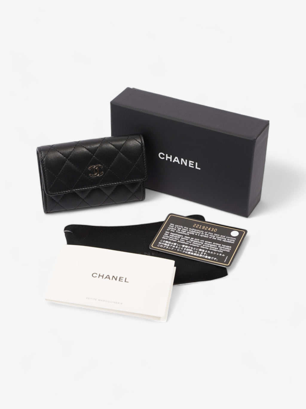 Chanel Interlocking CC Small Flap  Holder Black Lambskin Leather
