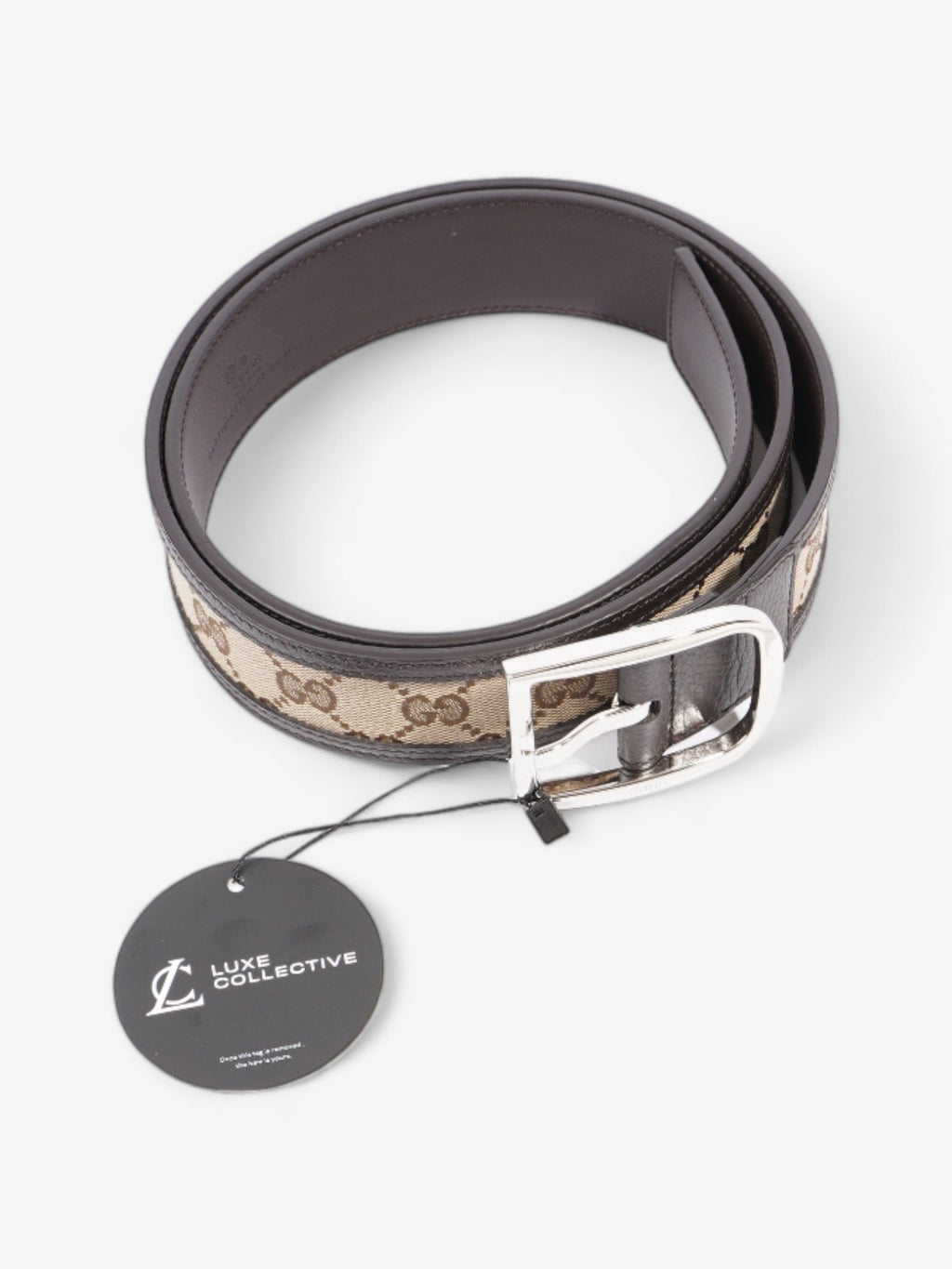 Gucci Gucci GG belt Beige And Ebony GG Supreme / Brown Leather Leather 95cm 38mm