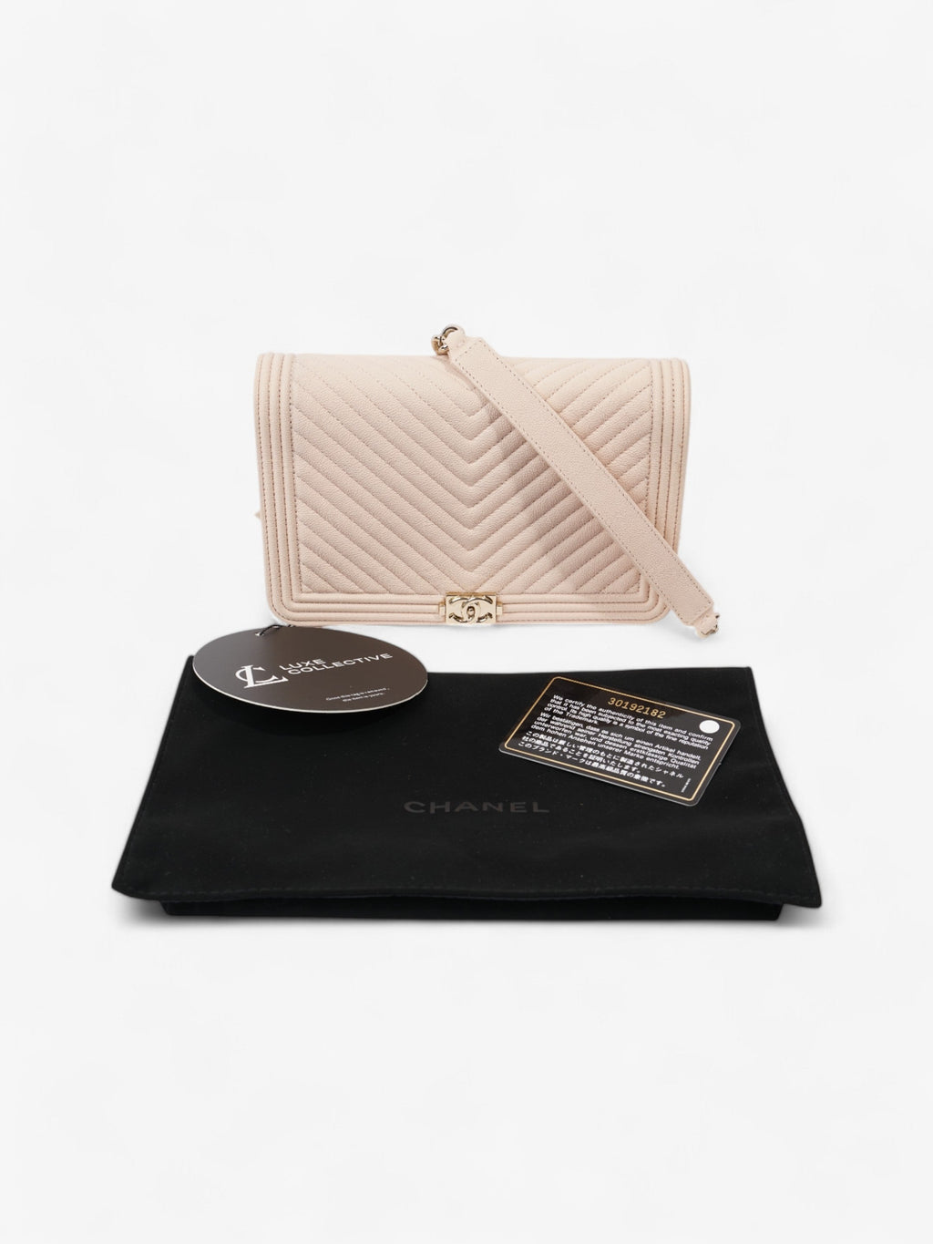 Chanel Boy Wallet on Chain Pink Nude Caviar Leather