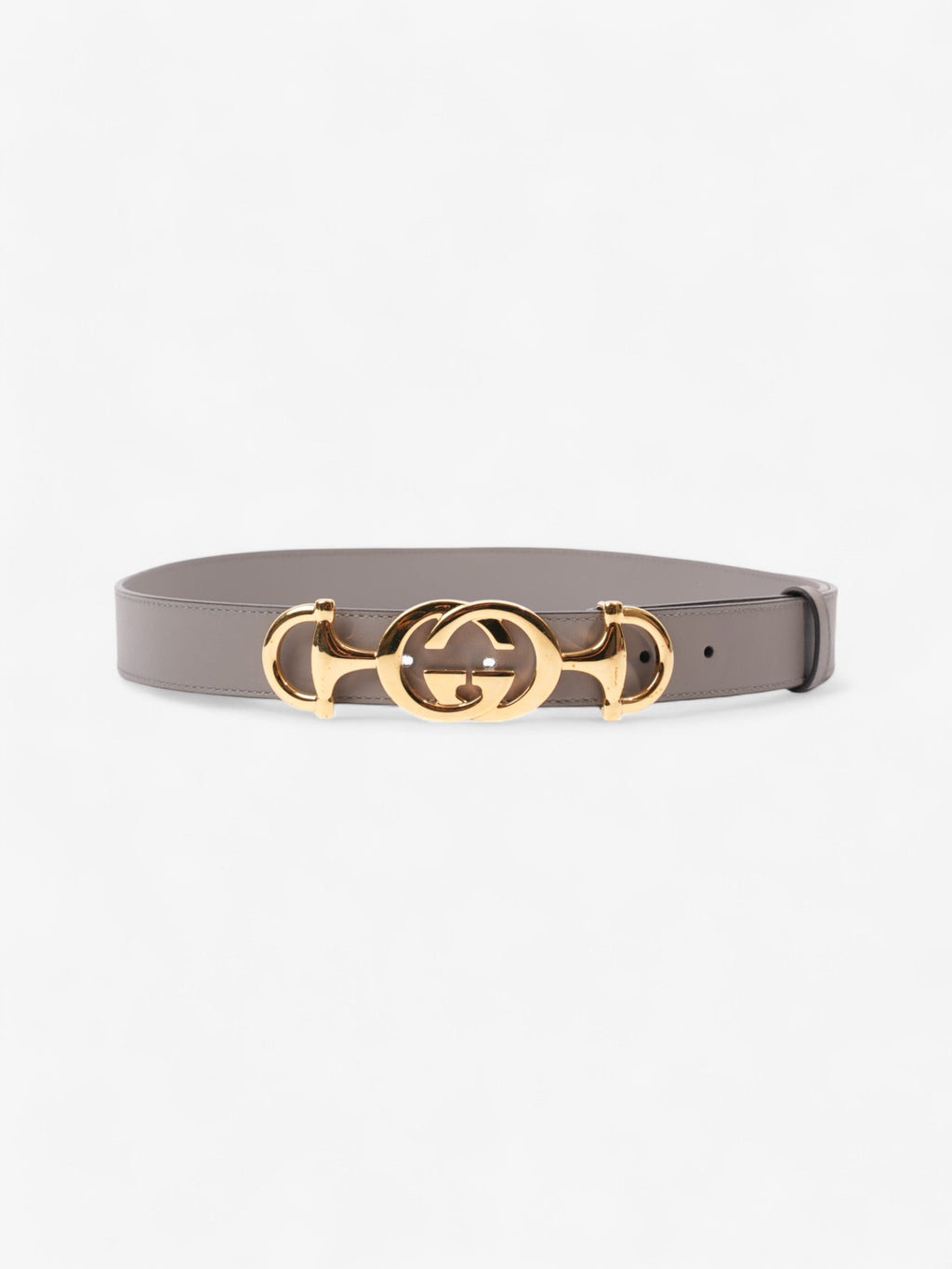 Gucci Horsebit Belt Grey / Gold Leather 85cm / 34"