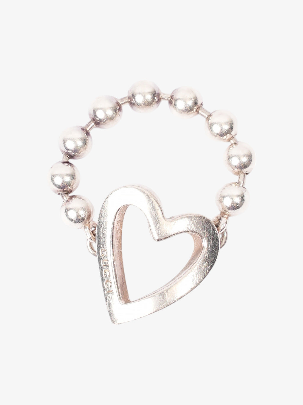 Gucci Heart Bead Ring Silver Silver Sterling 16 (Circumference - 56mm)