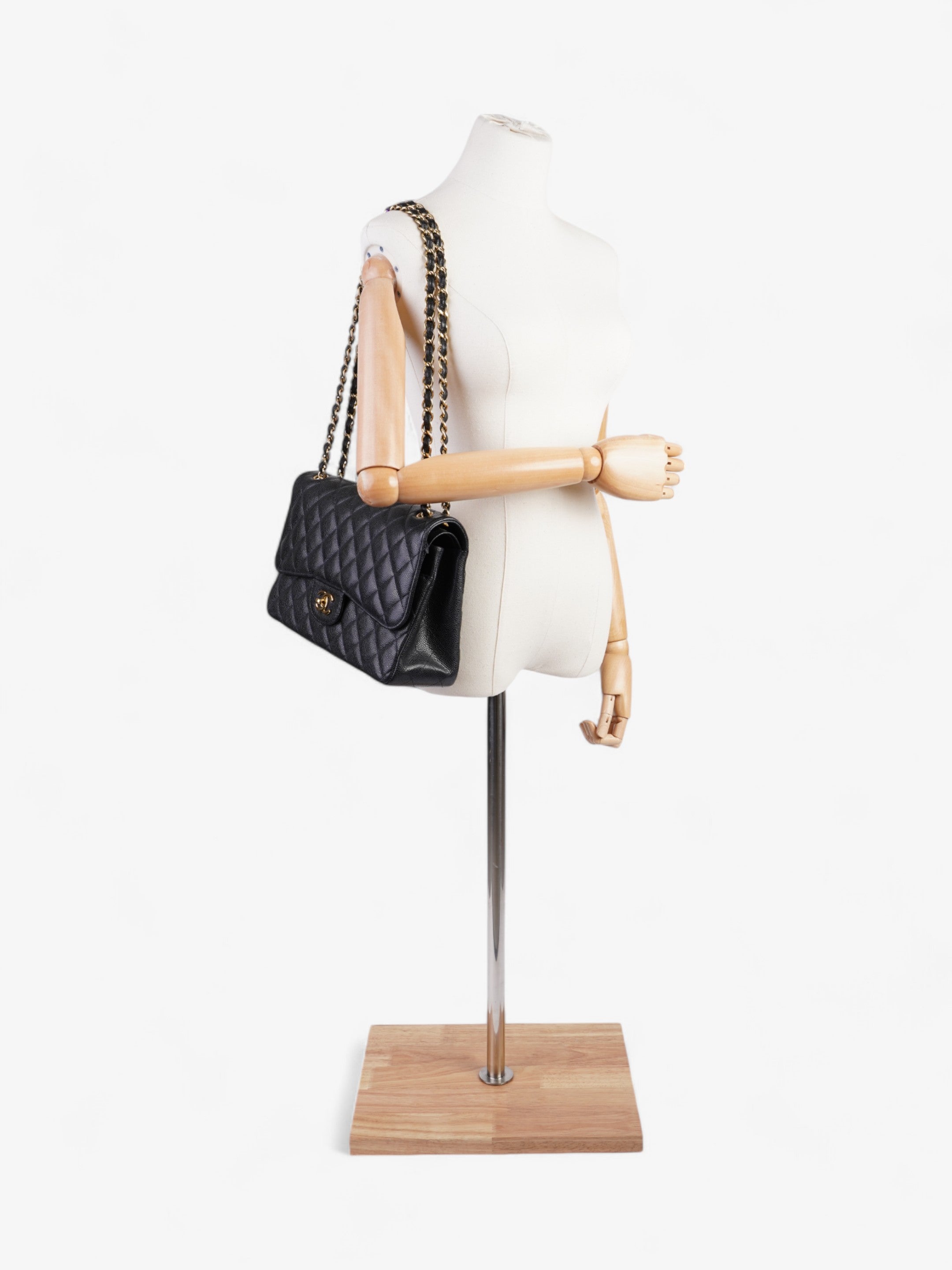 Chanel Classic Double Flap Black Caviar Leather Jumbo