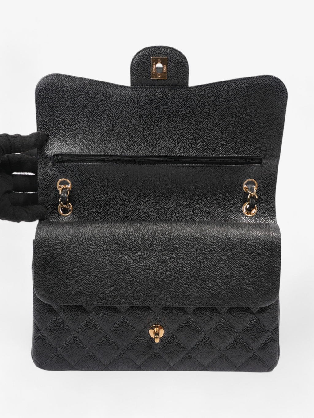 Chanel Classic Double Flap Black Caviar Leather Jumbo
