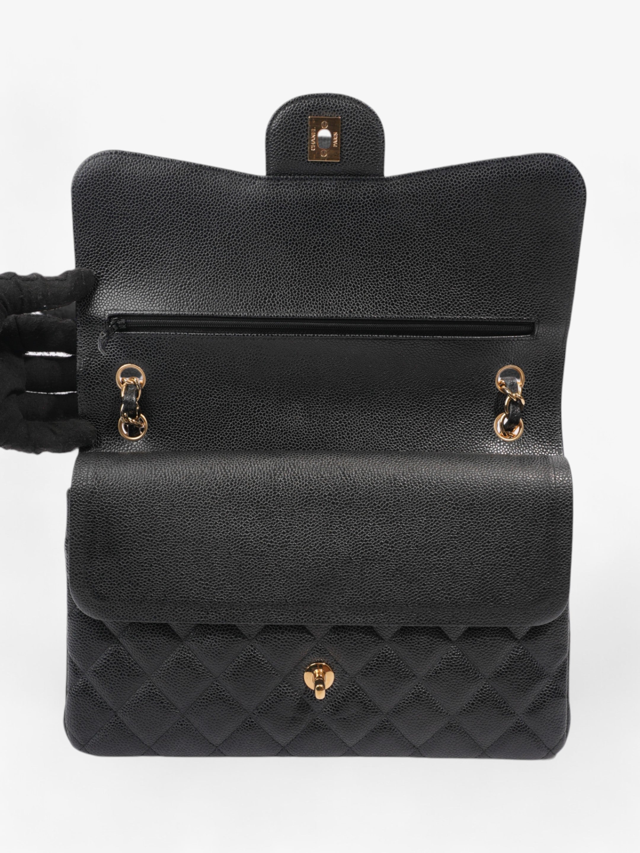 Chanel Classic Double Flap Black Caviar Leather Jumbo
