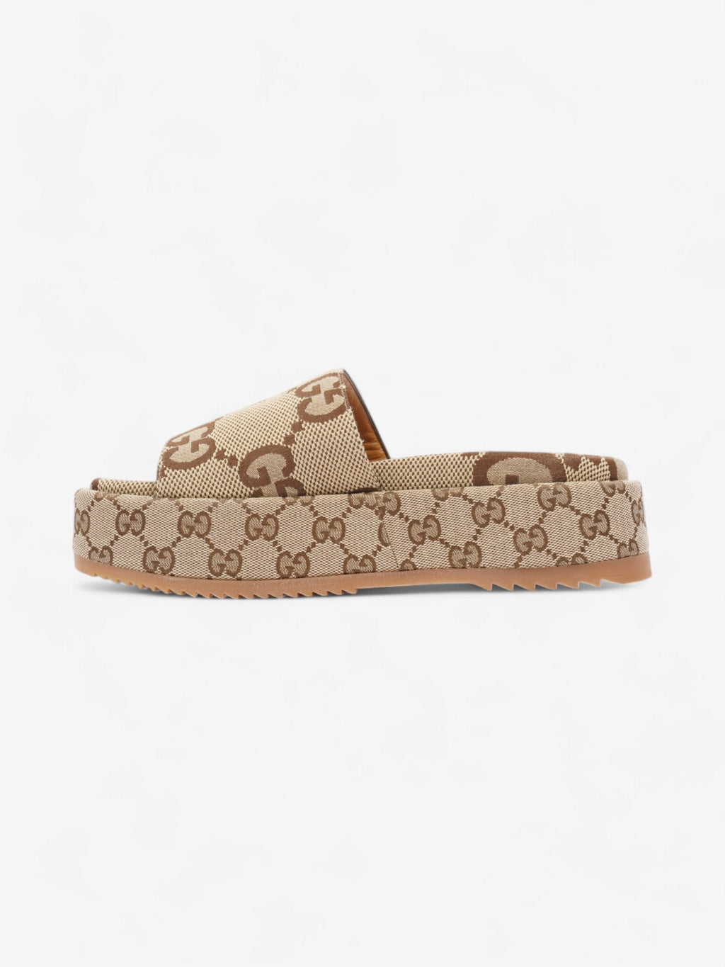 Gucci GG Platform Sandals Beige  / Brown Canvas EU 38.5 UK 5.5