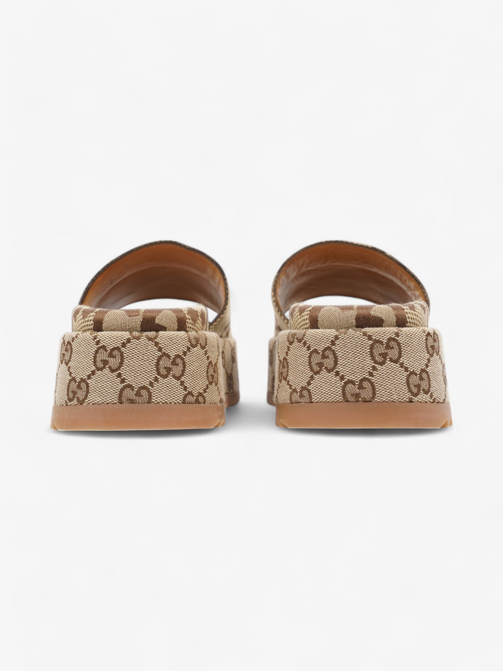 Gucci GG Platform Sandals Beige  / Brown Canvas EU 38.5 UK 5.5