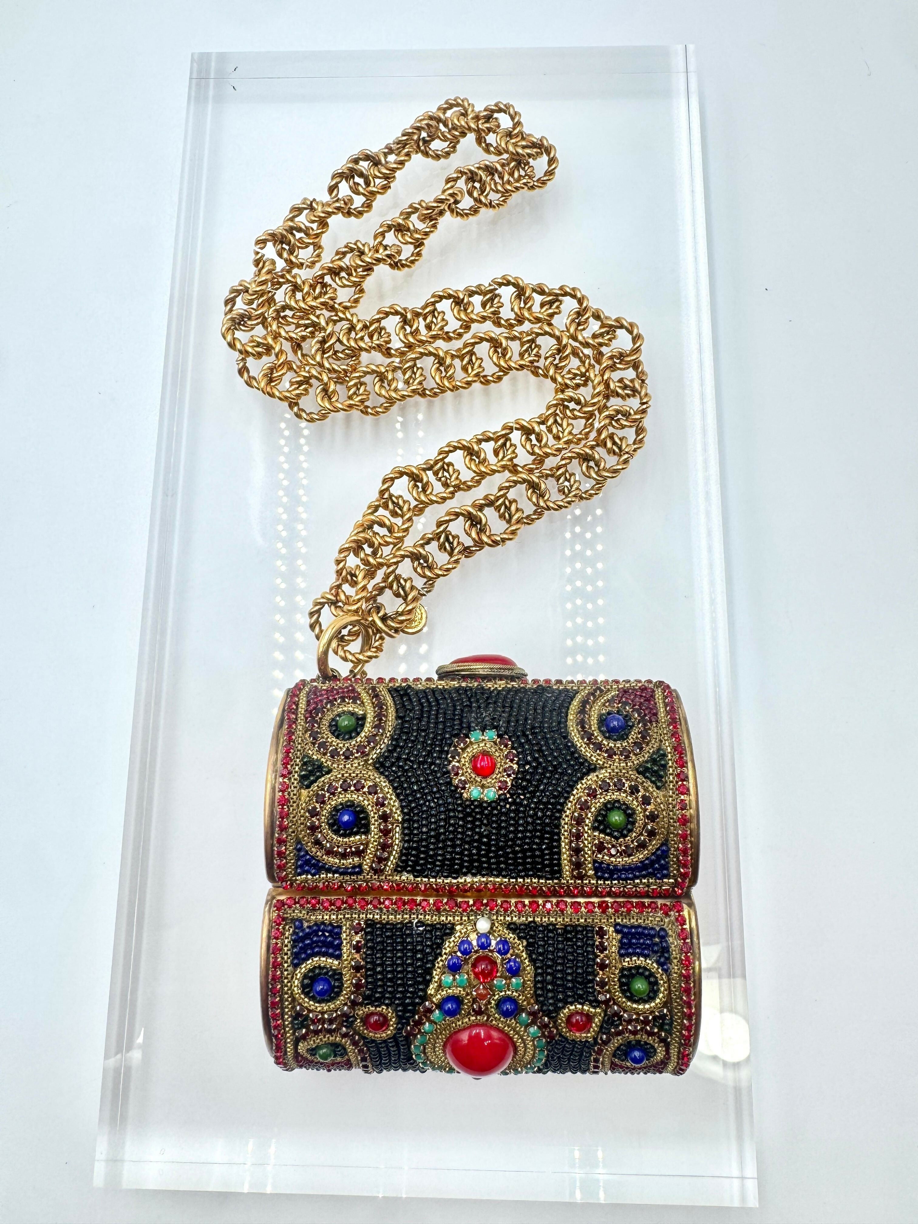 Chanel Vintage 1981 Jewelled Metal Clutch