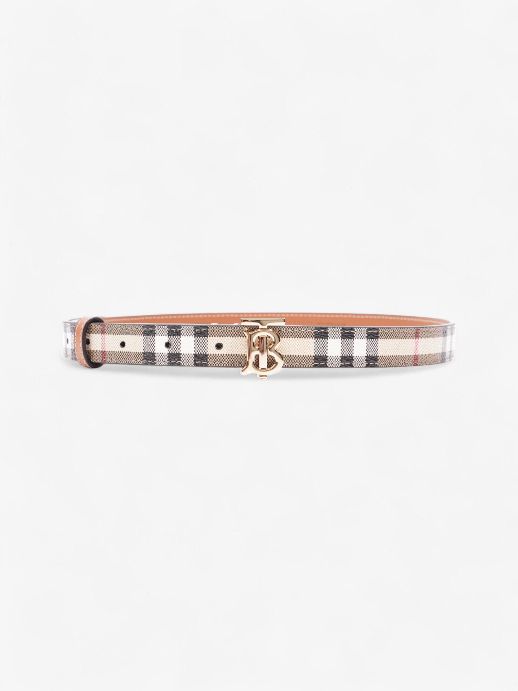Burberry TB Belt Vintage Check / Light Gold Canvas Small - 87cm