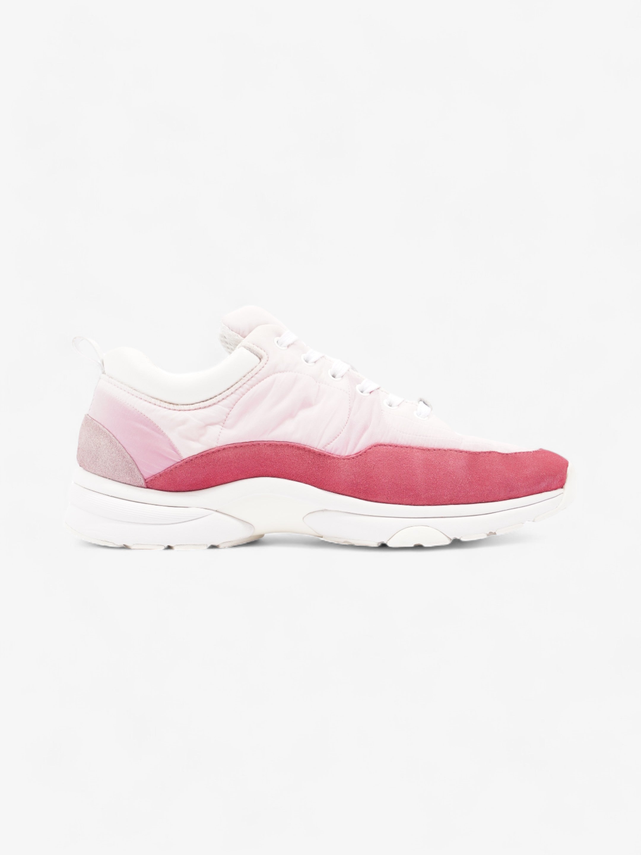 Chanel CC Logo Sneakers  Pink / Red / White Nylon EU 41 UK 8