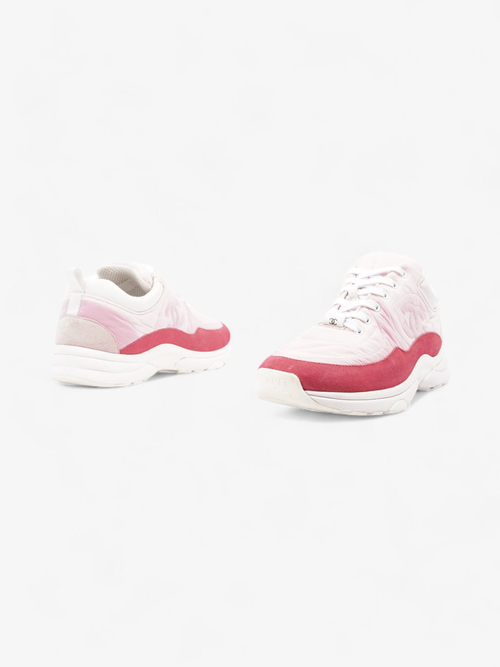 Chanel CC Logo Sneakers  Pink / Red / White Nylon EU 41 UK 8