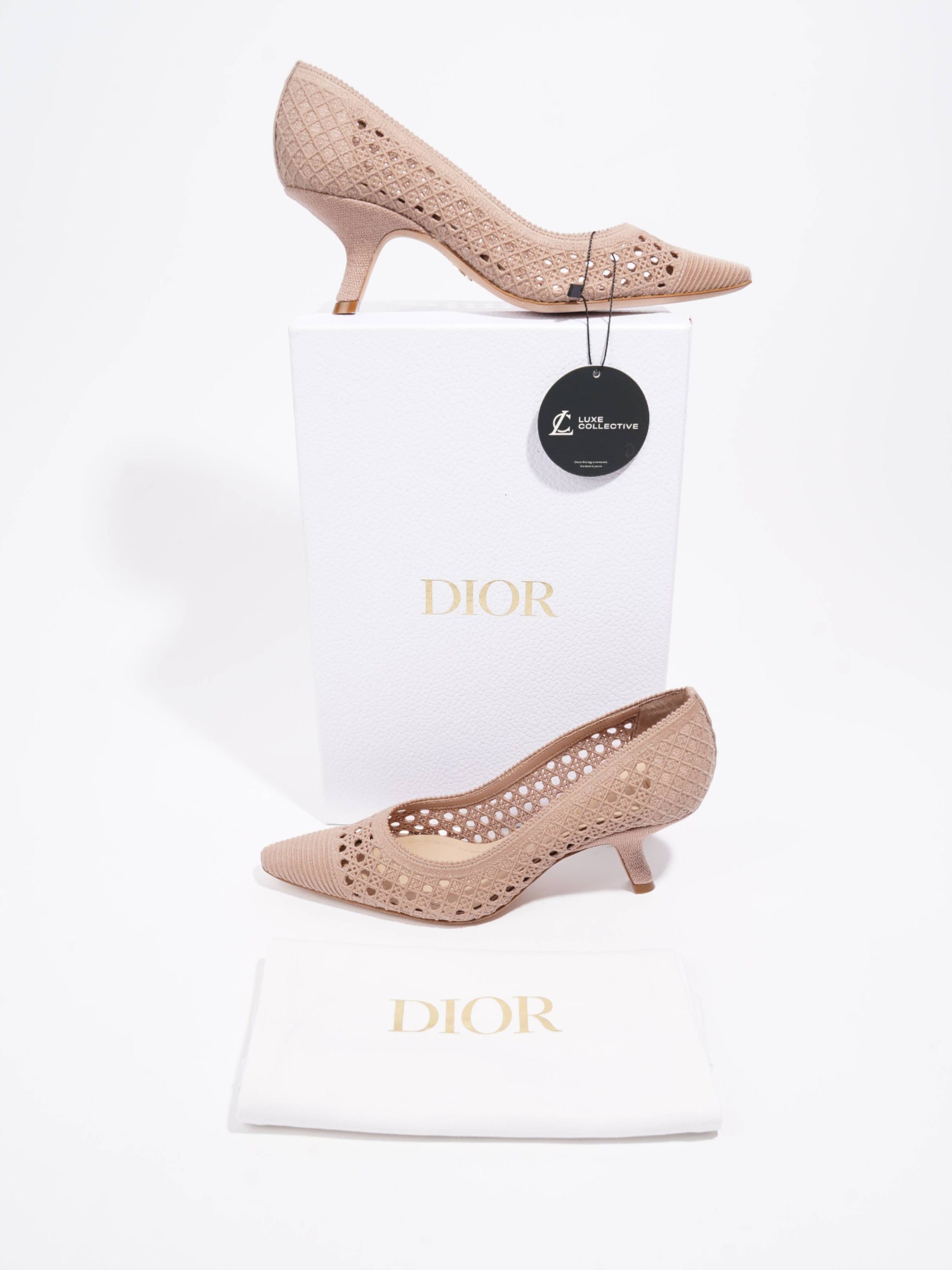 Dior Capture Mules 65 Nude Knit EU 36.5 UK 3.5