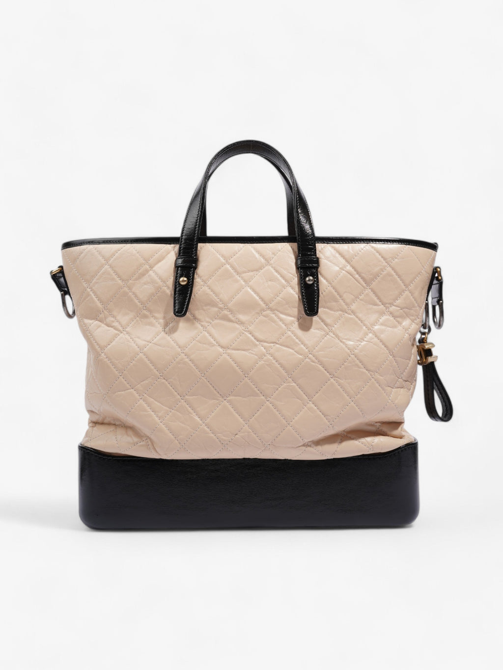 Chanel Gabrielle Hobo Beige / Black Calfskin Leather Large