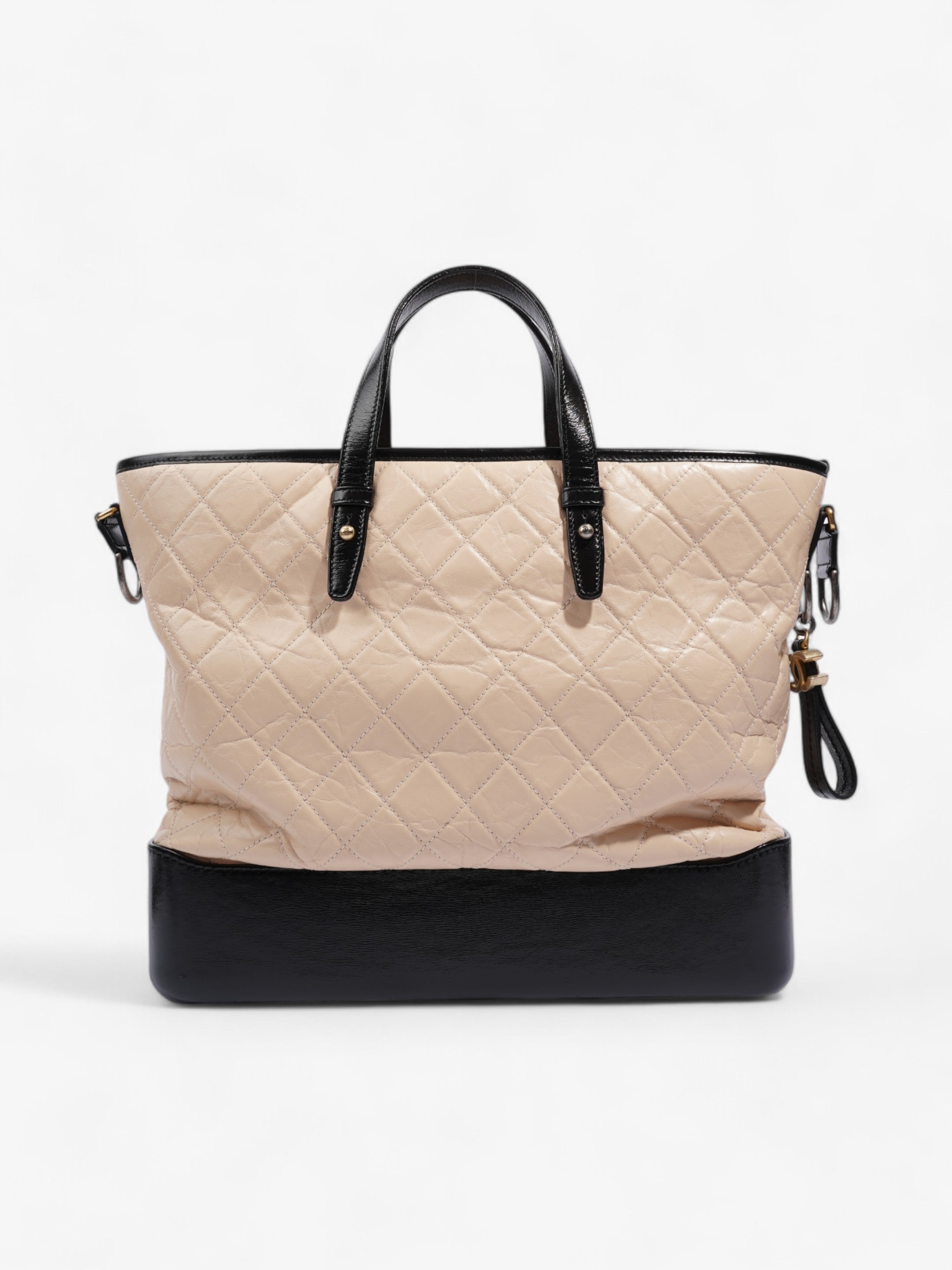 Chanel Gabrielle Hobo Beige / Black Calfskin Leather Large