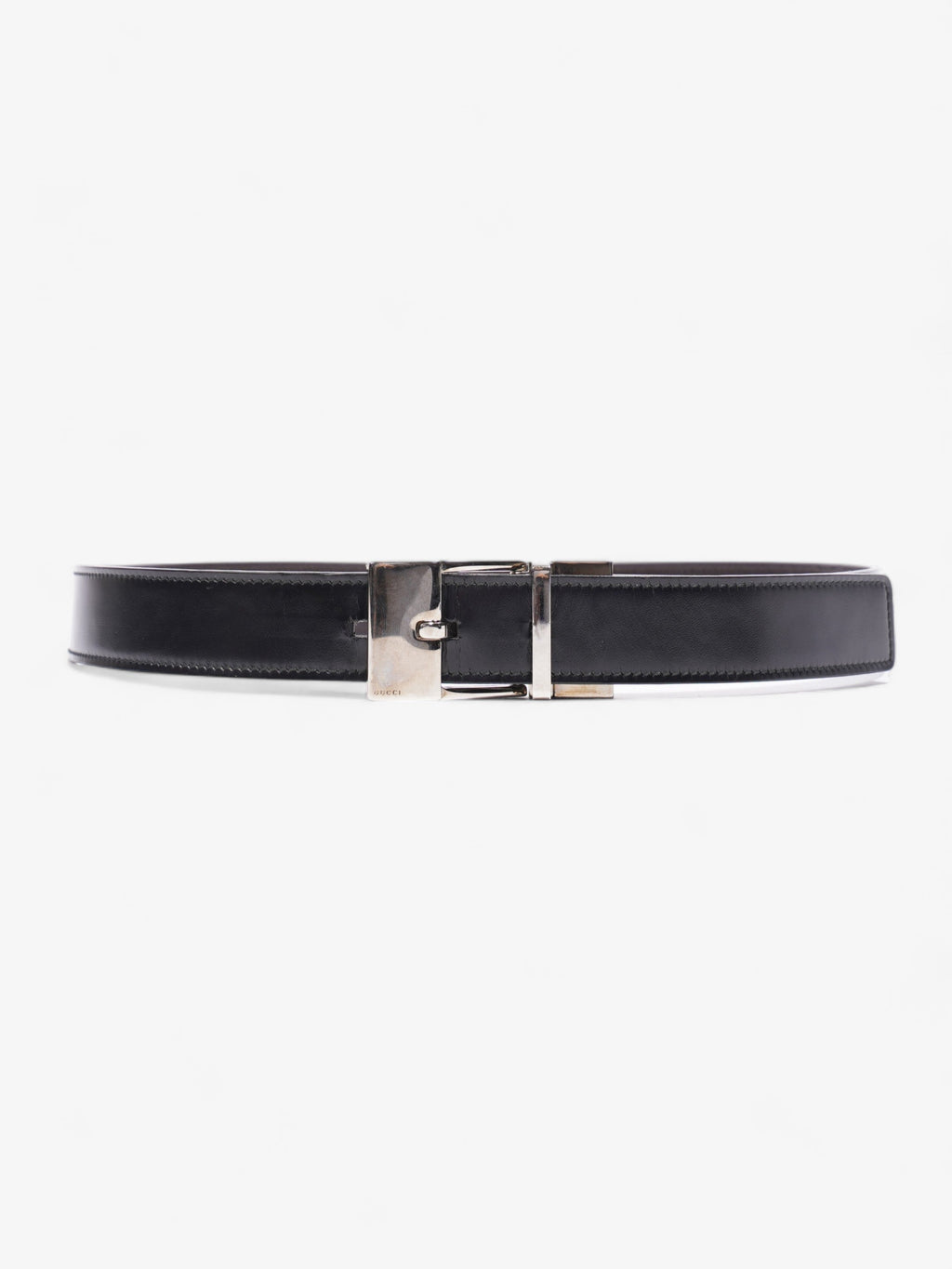 Gucci Square Buckle Belt Black Leather 80cm 32"