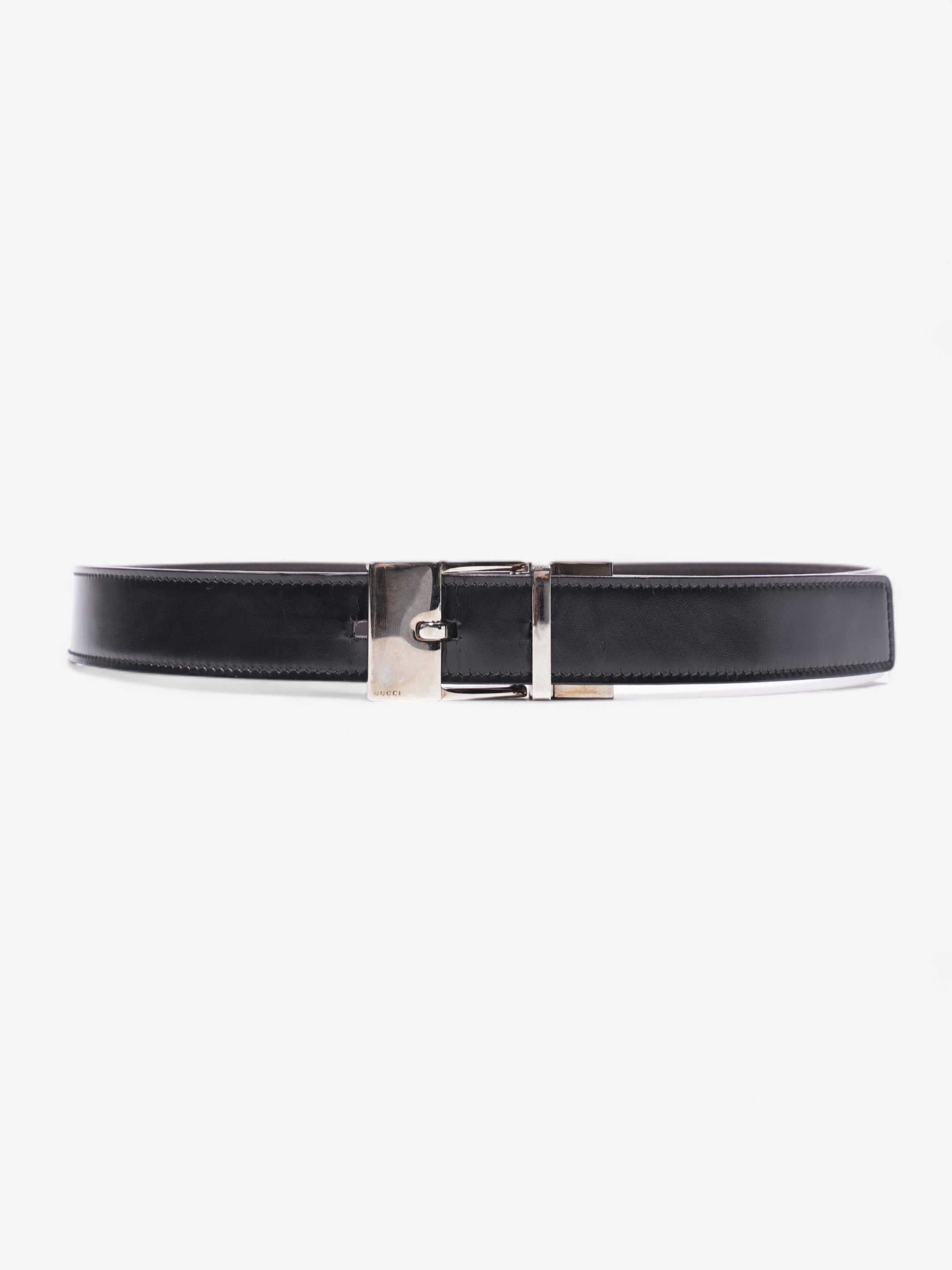 Gucci Square Buckle Belt Black Leather 80cm 32"