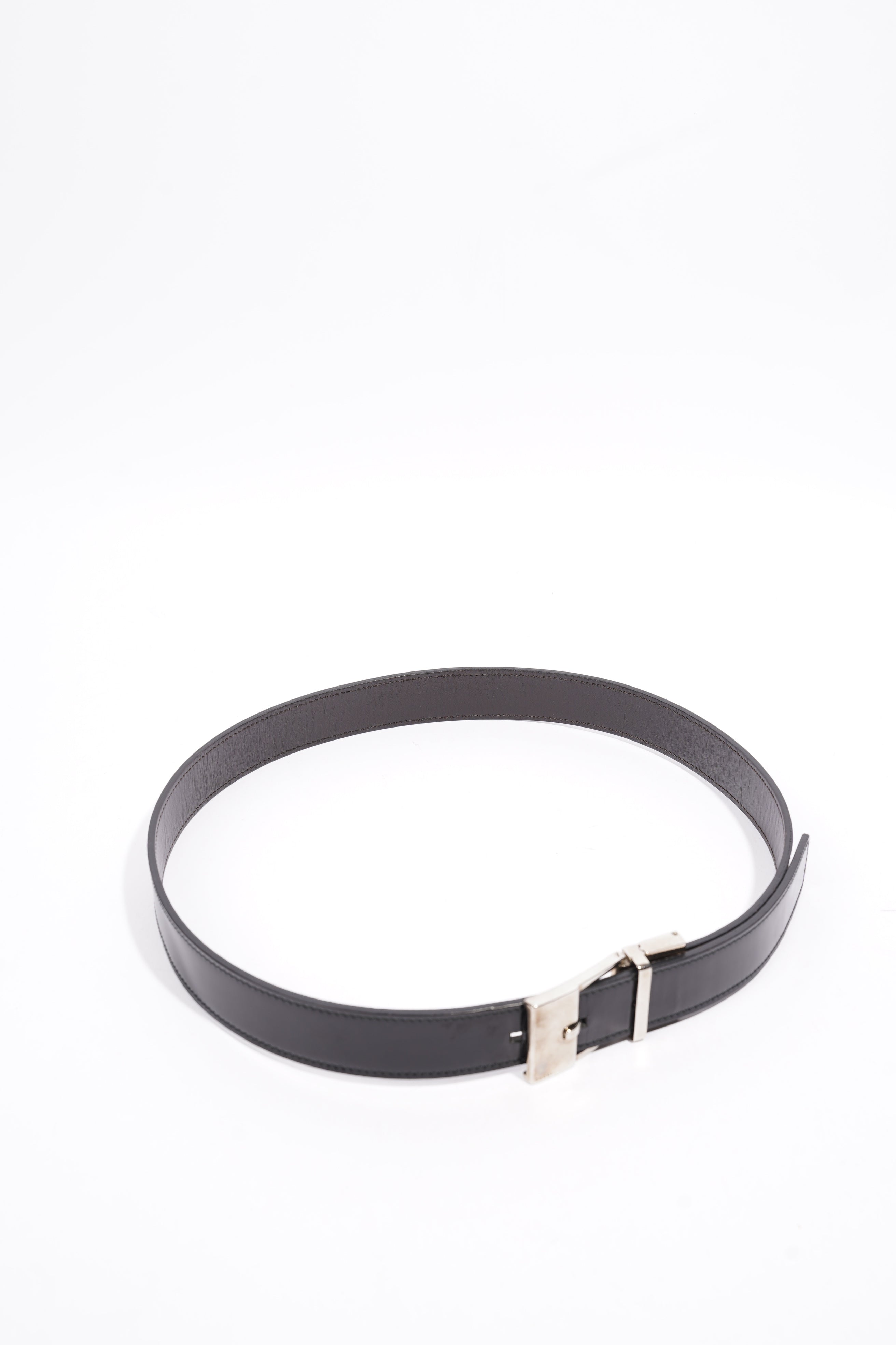 Gucci Square Buckle Belt Black Leather 80cm 32"