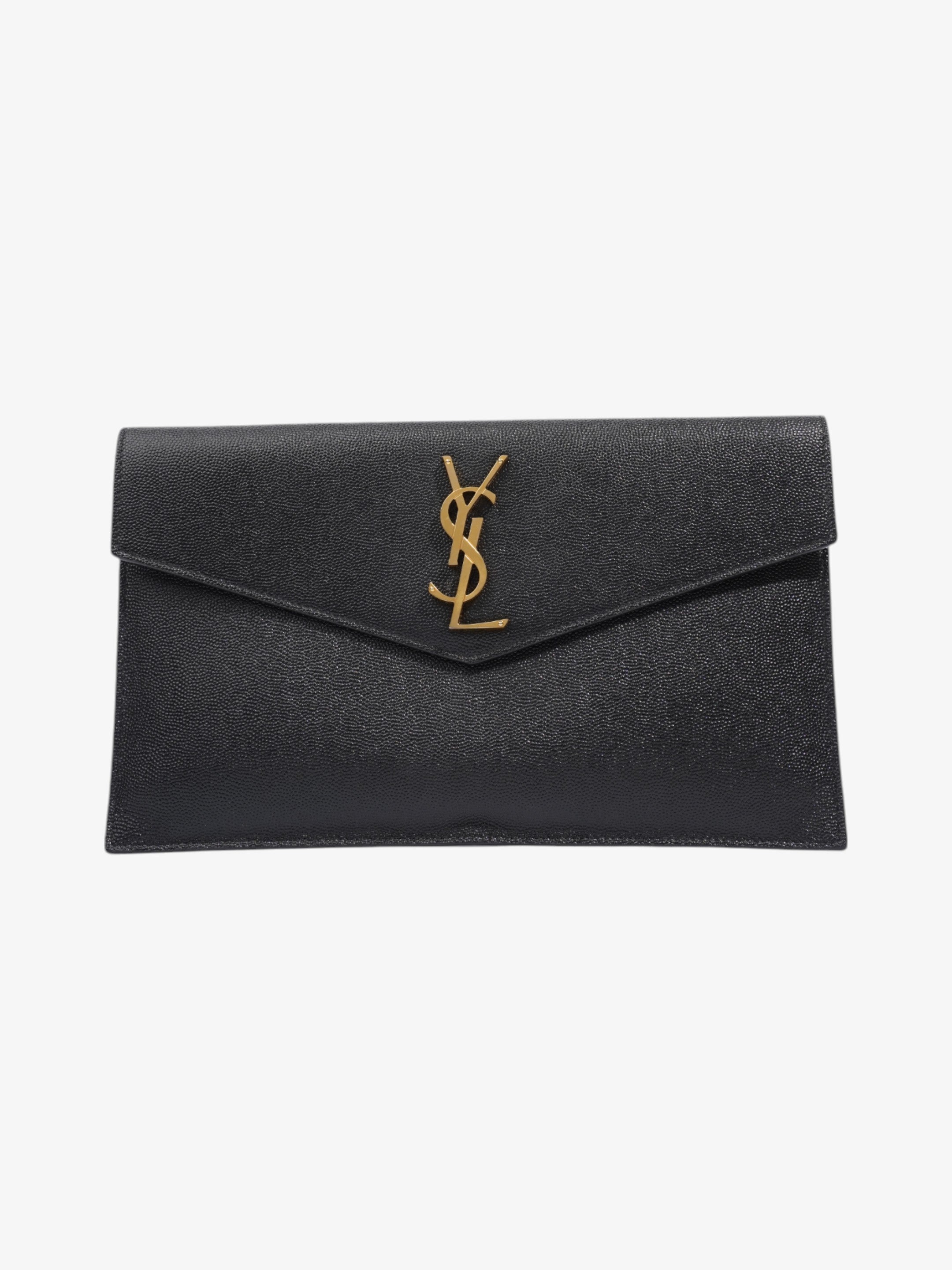 Saint Laurent Uptown Clutch Black Grained Leather