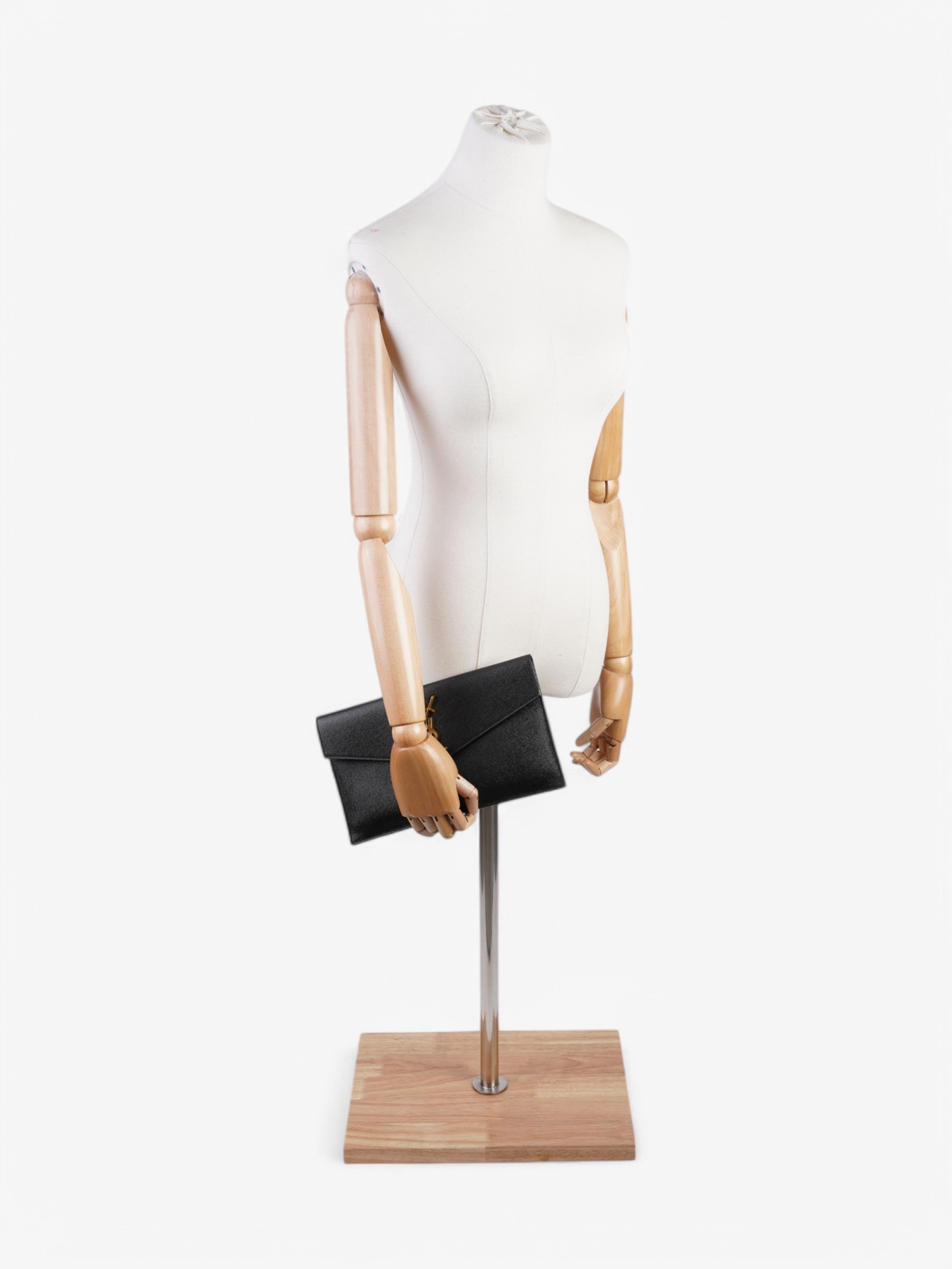 Saint Laurent Uptown Clutch Black Grained Leather