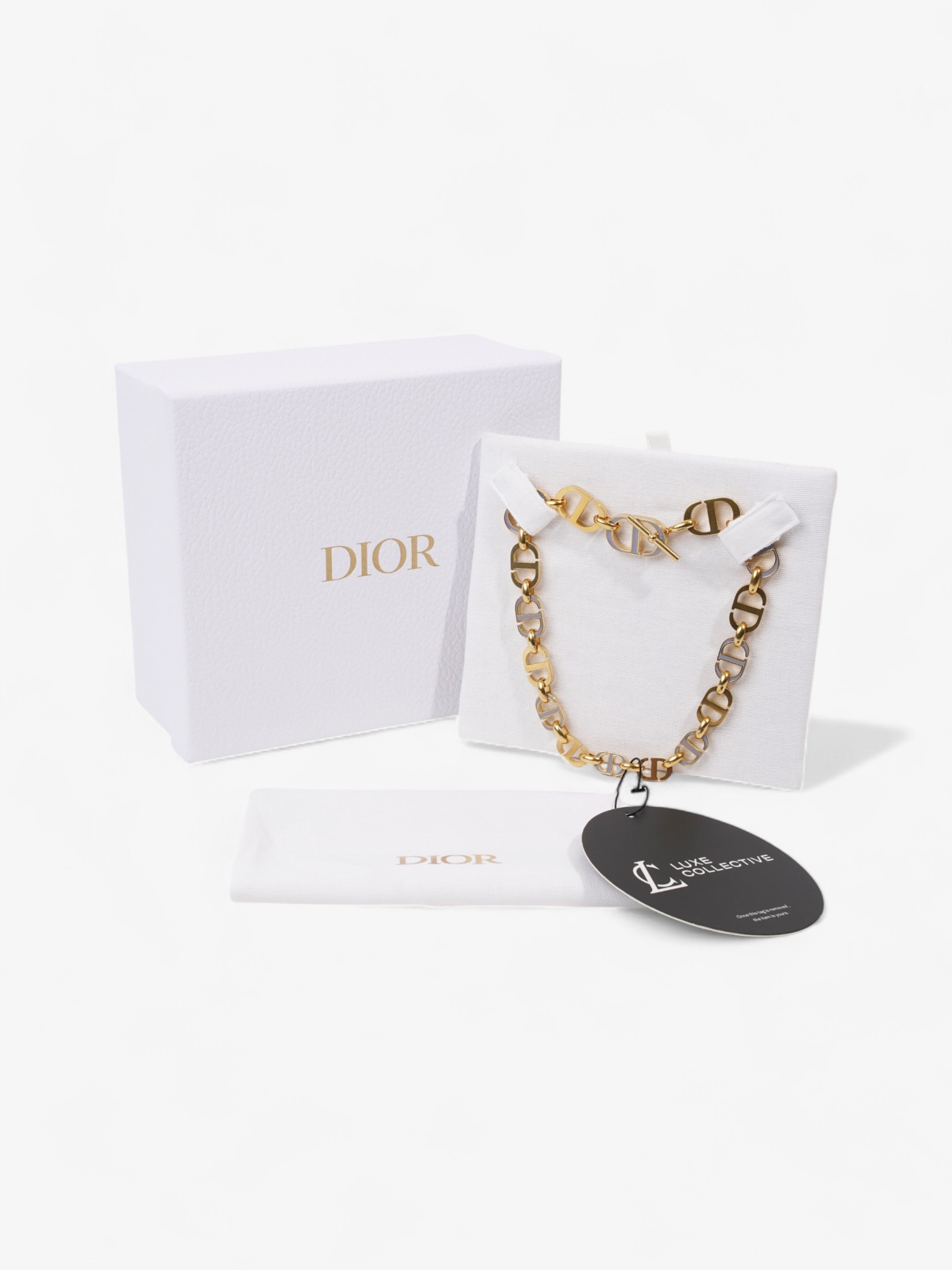 Christian Dior CD Link Chocker Gold / Grey Base Metal