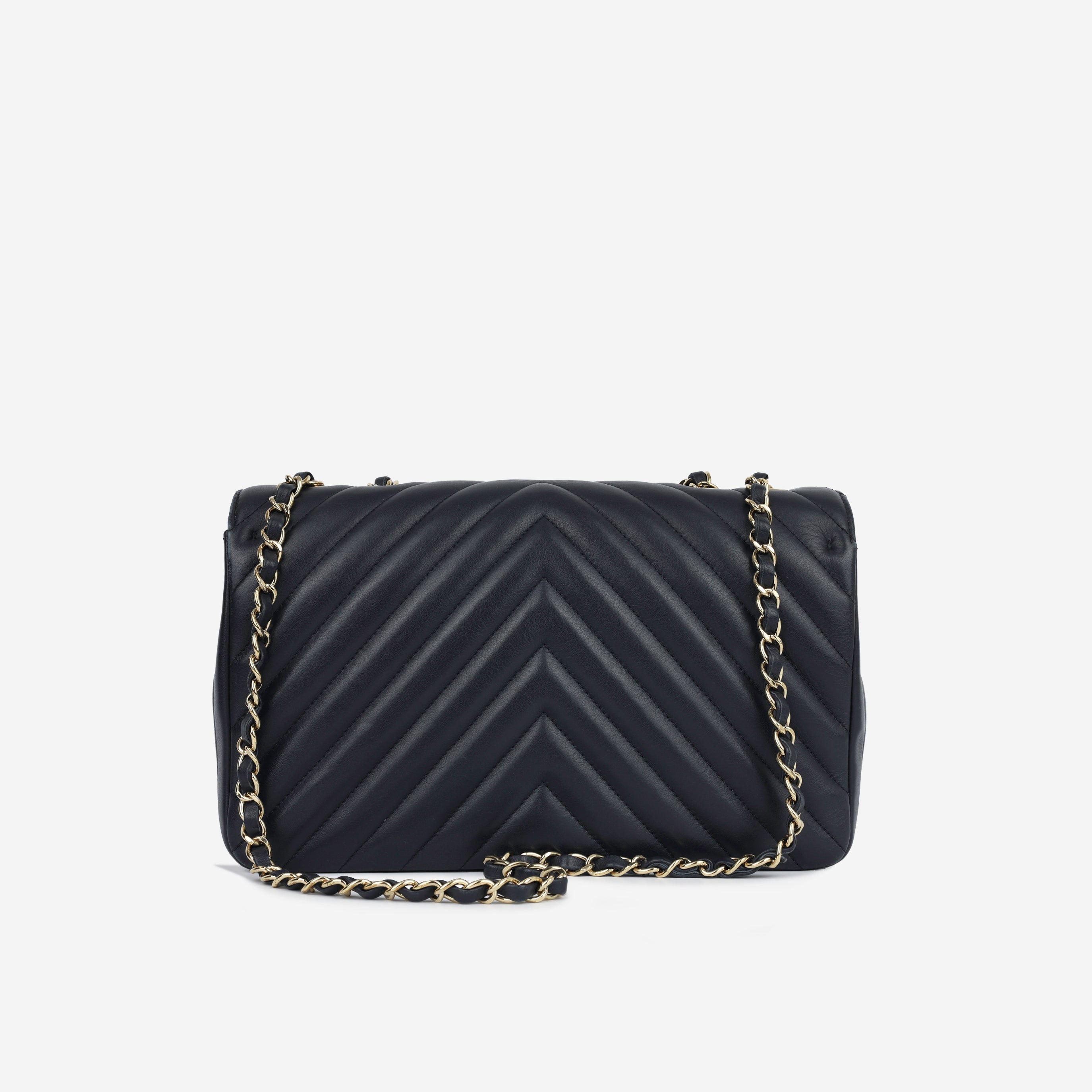 Chanel Large Classic Chevron Flap - Navy