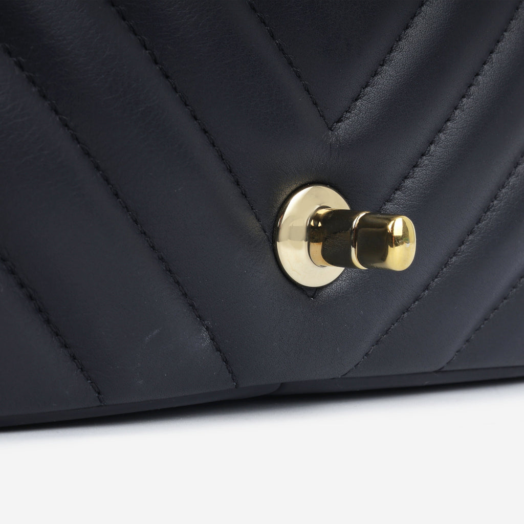 Chanel Large Classic Chevron Flap - Navy