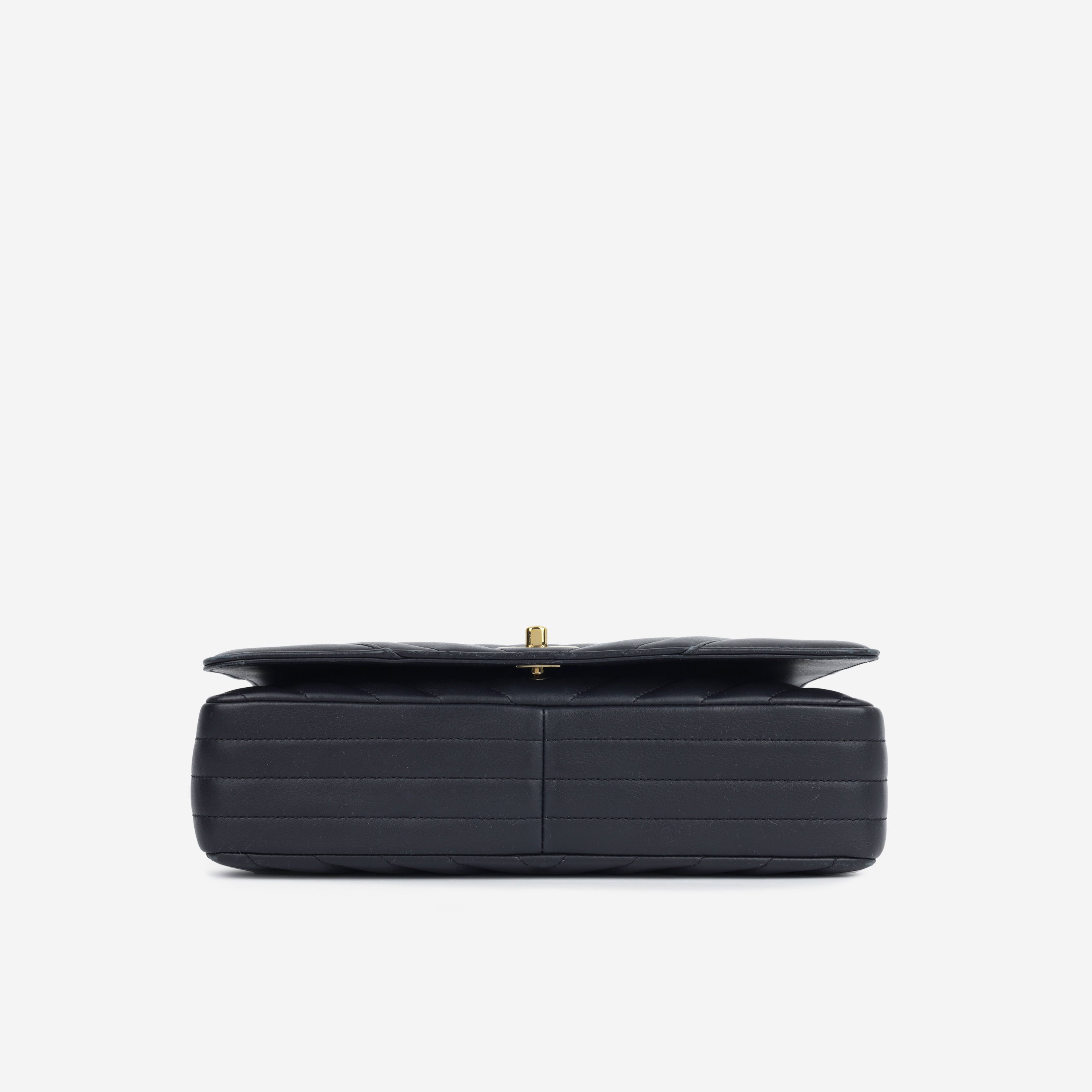 Chanel Large Classic Chevron Flap - Navy