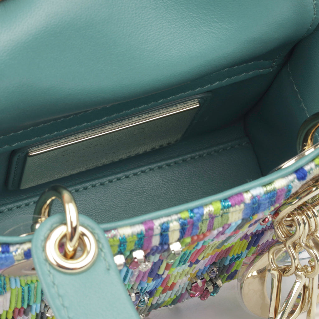 Christian Dior Micro Lady Dior - Minjung Kim Beaded Teal
