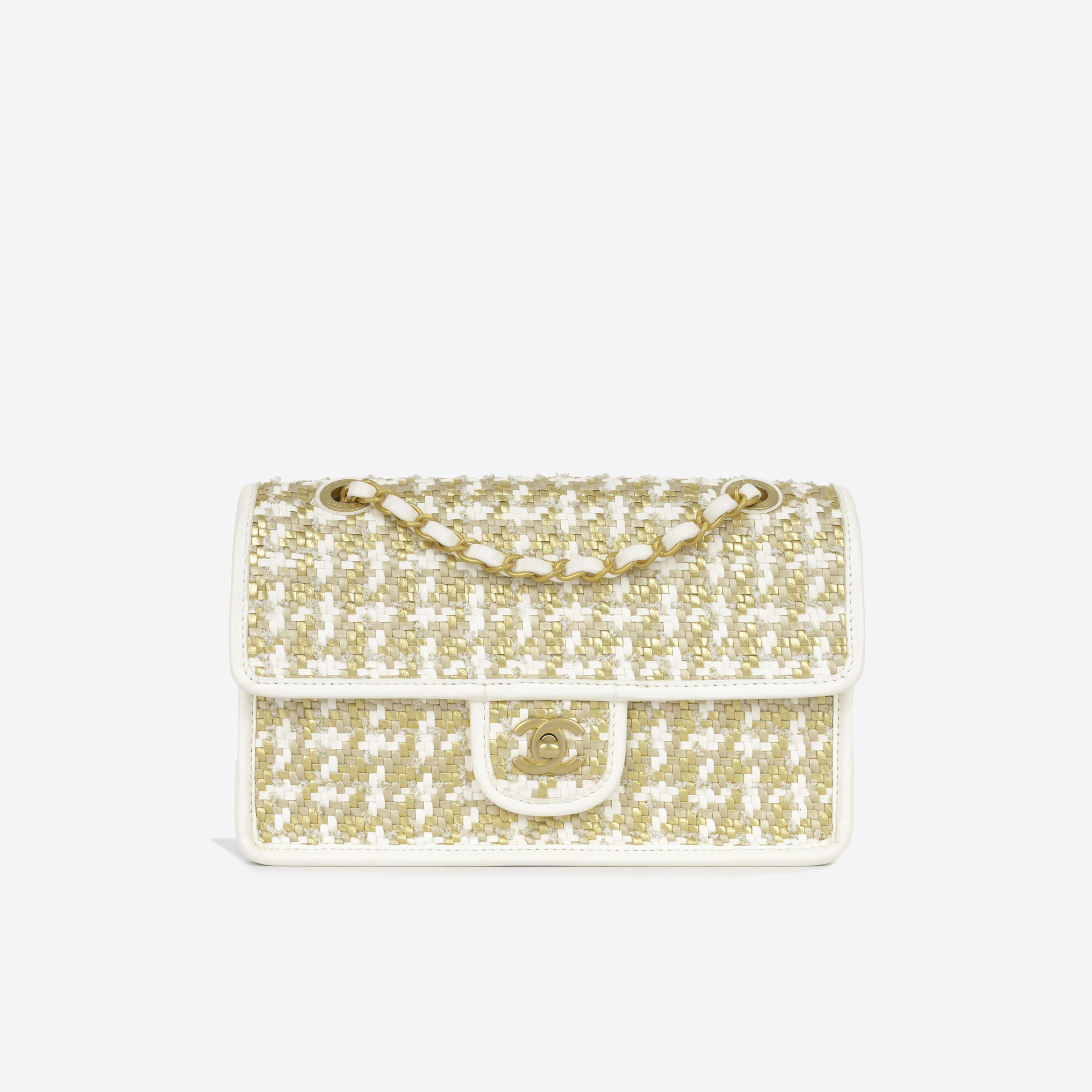 Chanel Cruise Woven Flap - Metallic Gold/White
