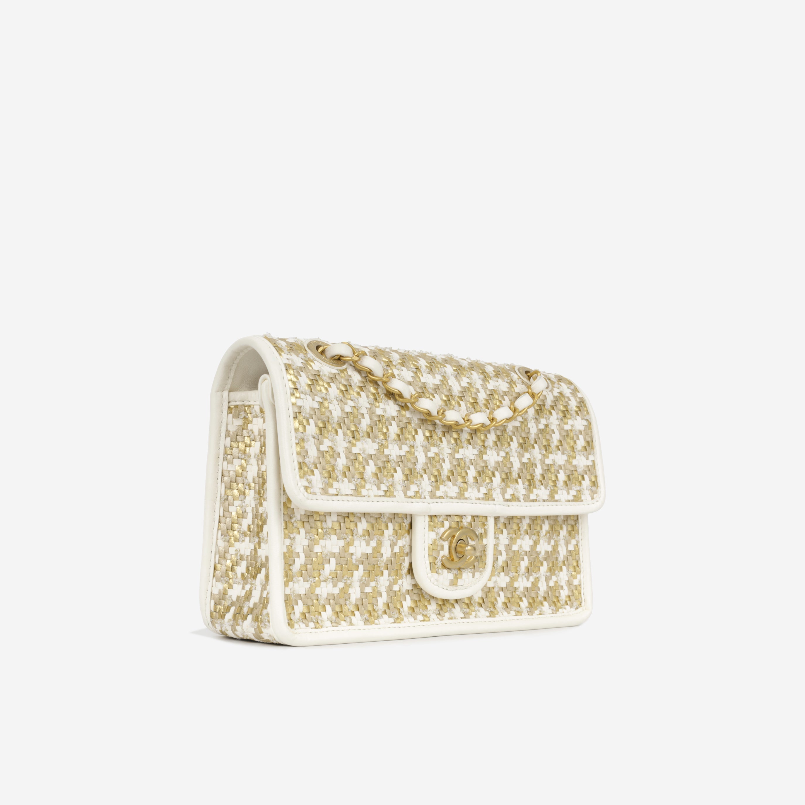 Chanel Cruise Woven Flap - Metallic Gold/White
