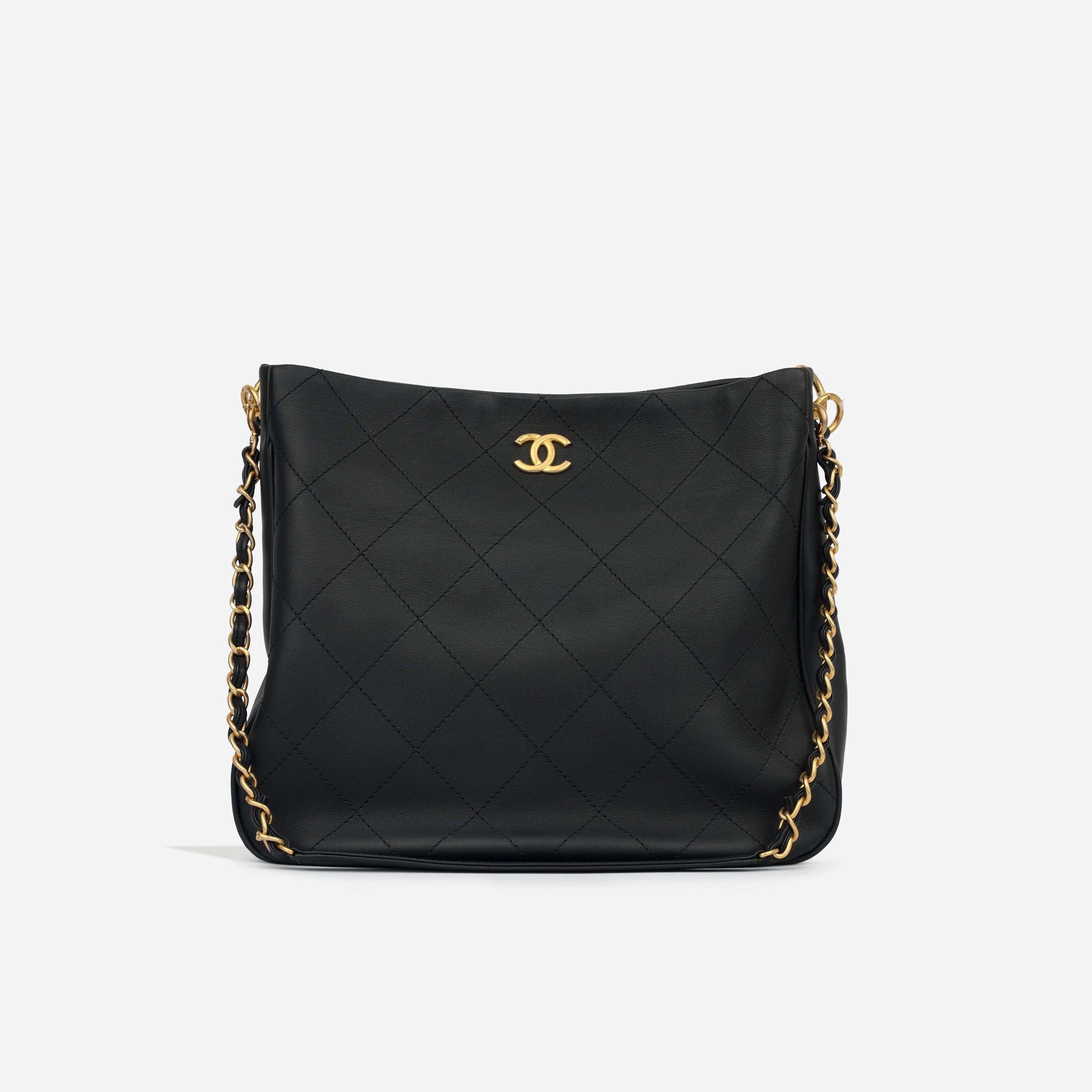 Chanel Hobo Shoulder Bag - Black Calfskin