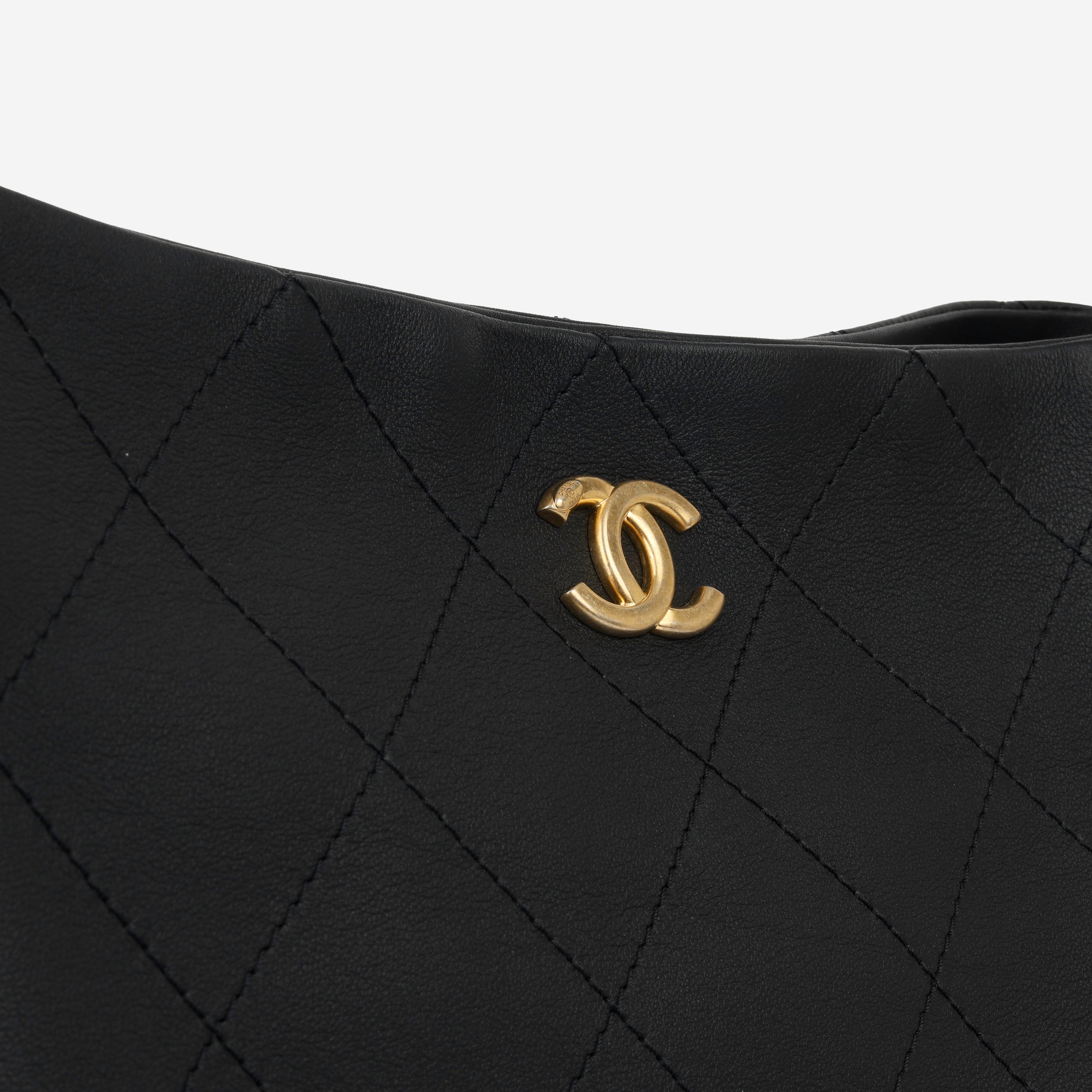 Chanel Hobo Shoulder Bag - Black Calfskin