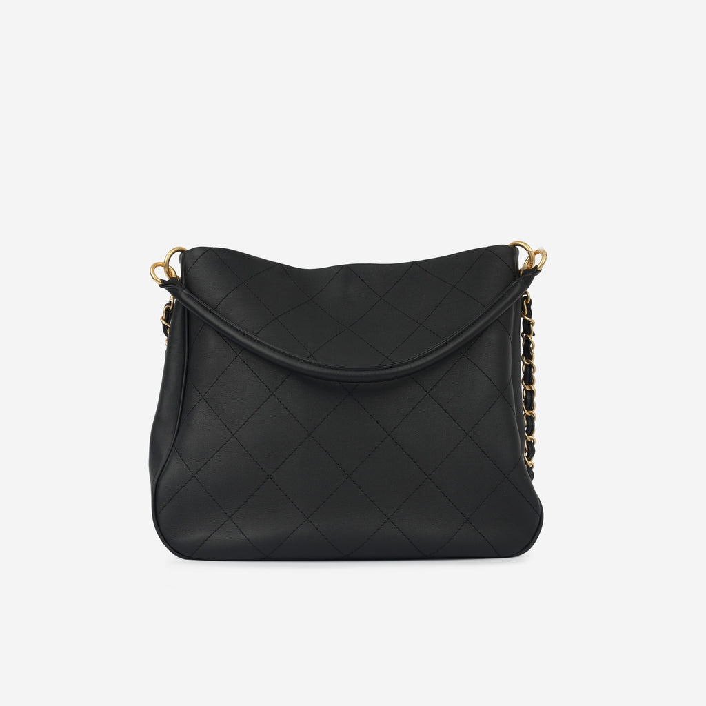 Chanel Hobo Shoulder Bag - Black Calfskin