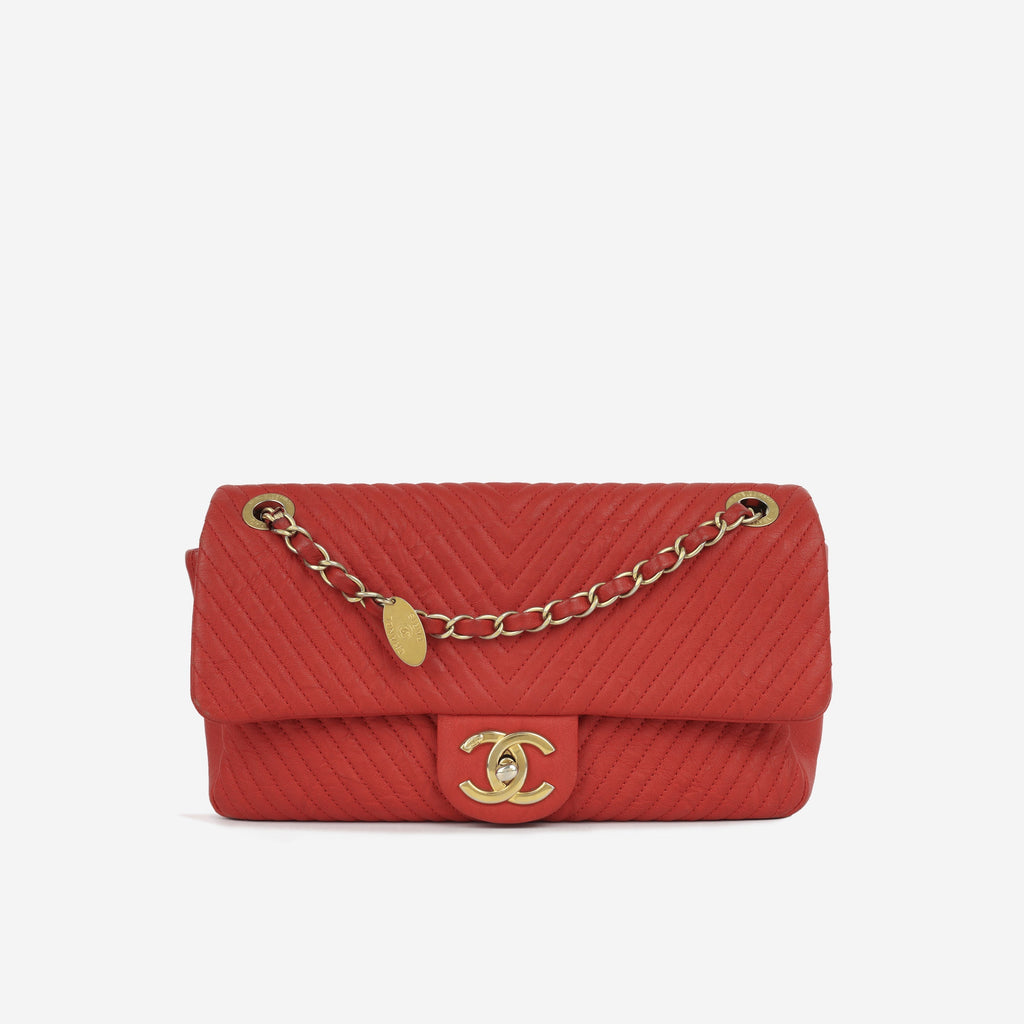 Chanel Chevron Medallion Flap - Red Chevron