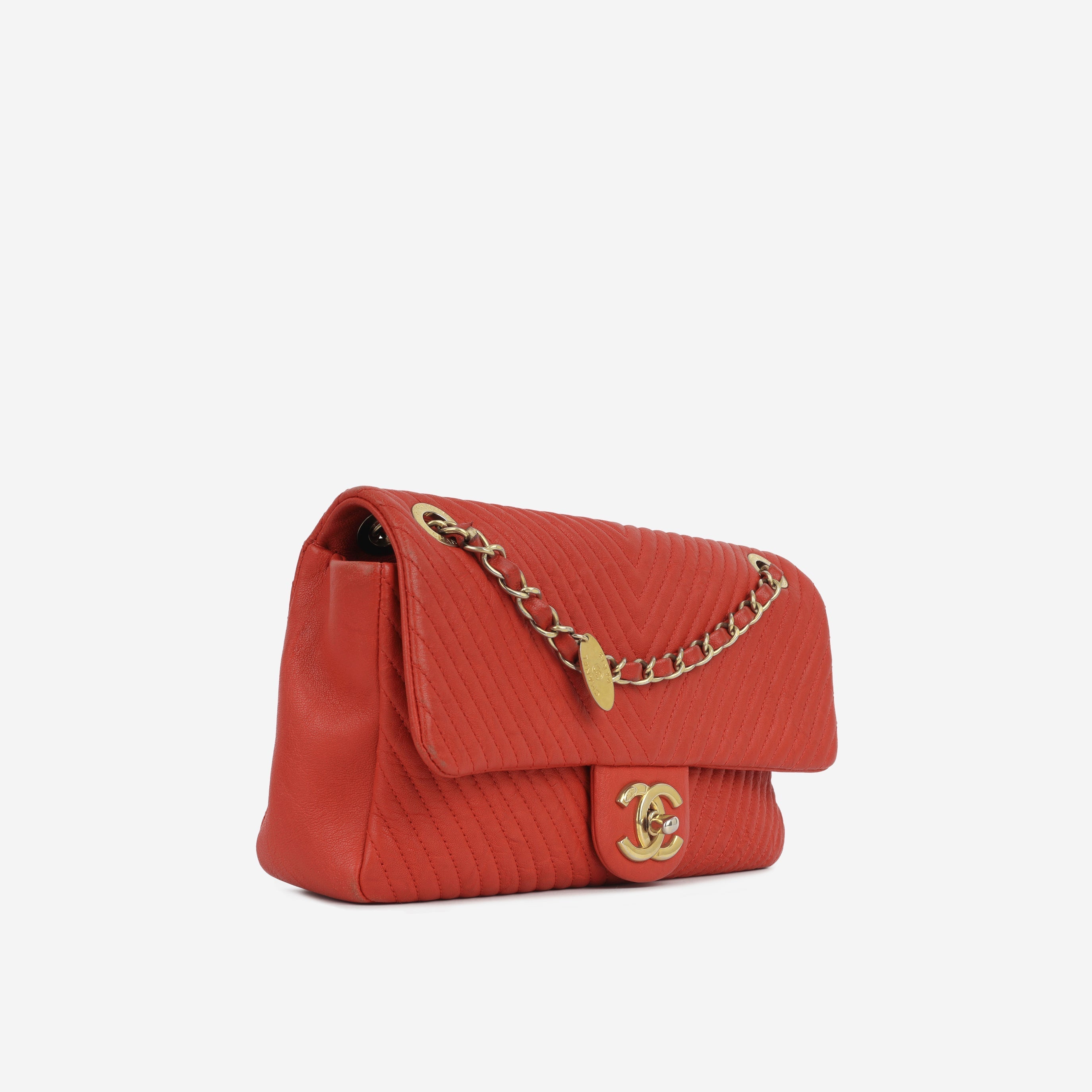 Chanel Chevron Medallion Flap - Red Chevron