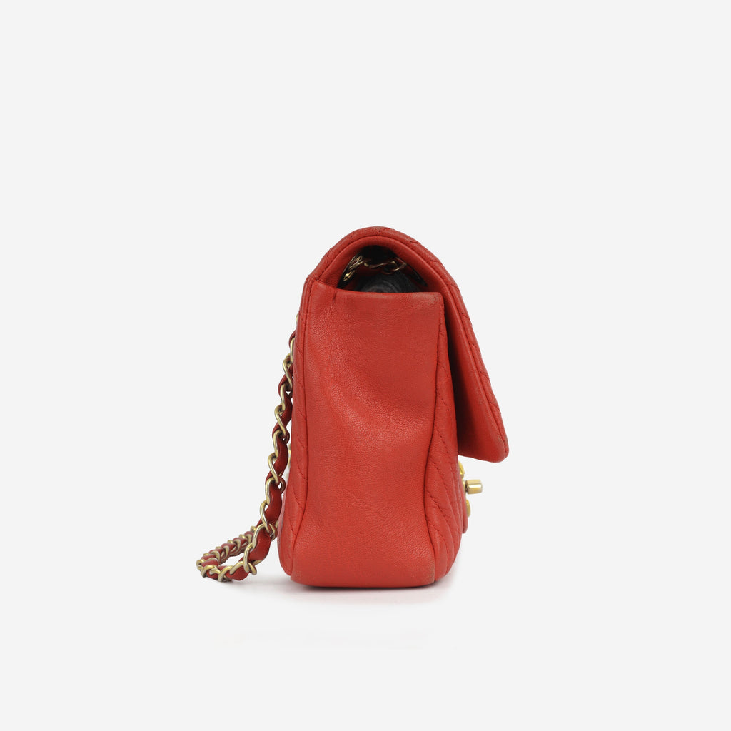 Chanel Chevron Medallion Flap - Red Chevron
