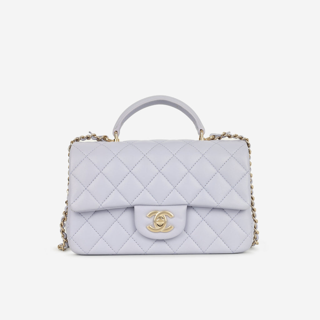 Chanel Mini Rectangular Top Handle - Lilac Lambskin | Champagne Gold Hardware