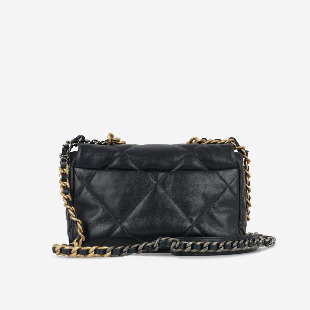 Chanel Small 19  Midnight Blue Lambskin | Gold & Silver Hardware