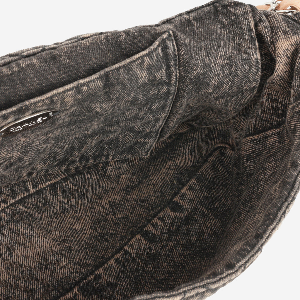 20c Seasonal Jumbo Flap - Rose Clair / Black Denimpression  | Silver Hardware