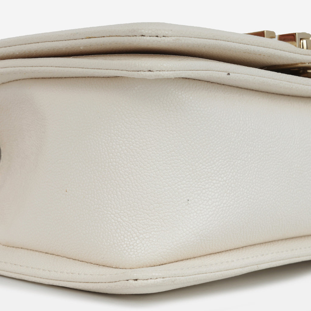 Chanel Small Boy Bag - Ivory Caviar | Champagne Gold Hardware